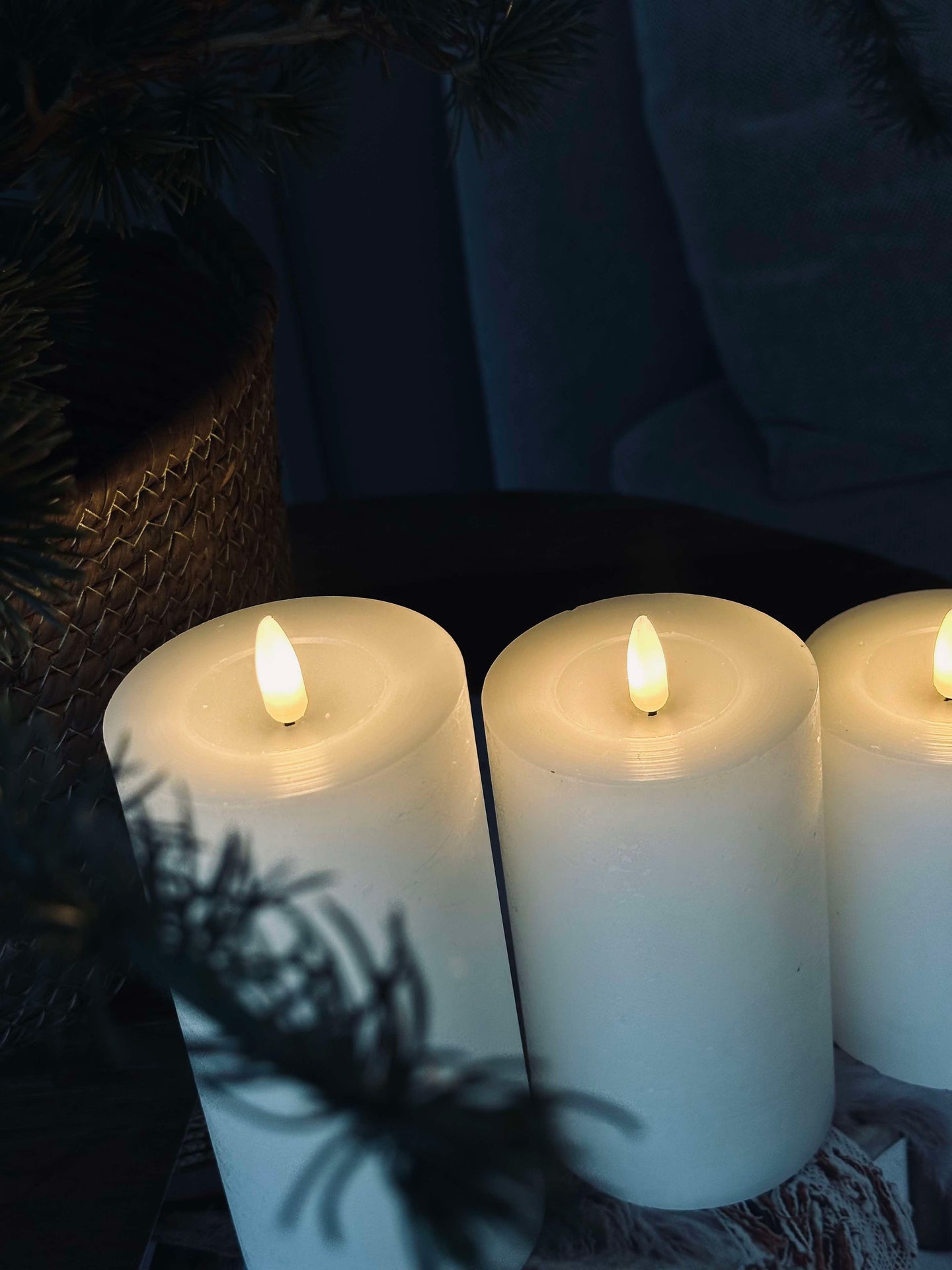 LED Blockljus / Vit - 3 st Rustika ljus