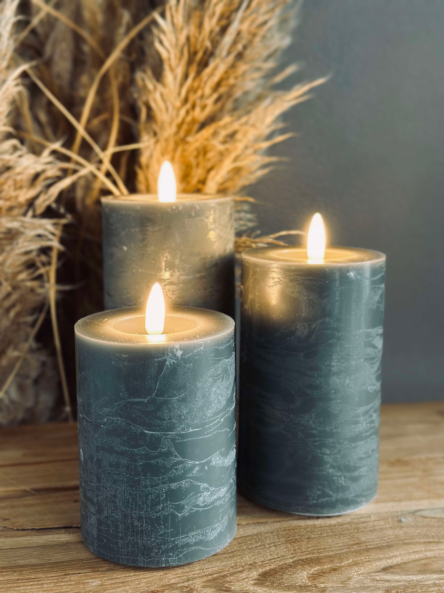 LED Blockljus / Grön – 3 st Rustikt ljus