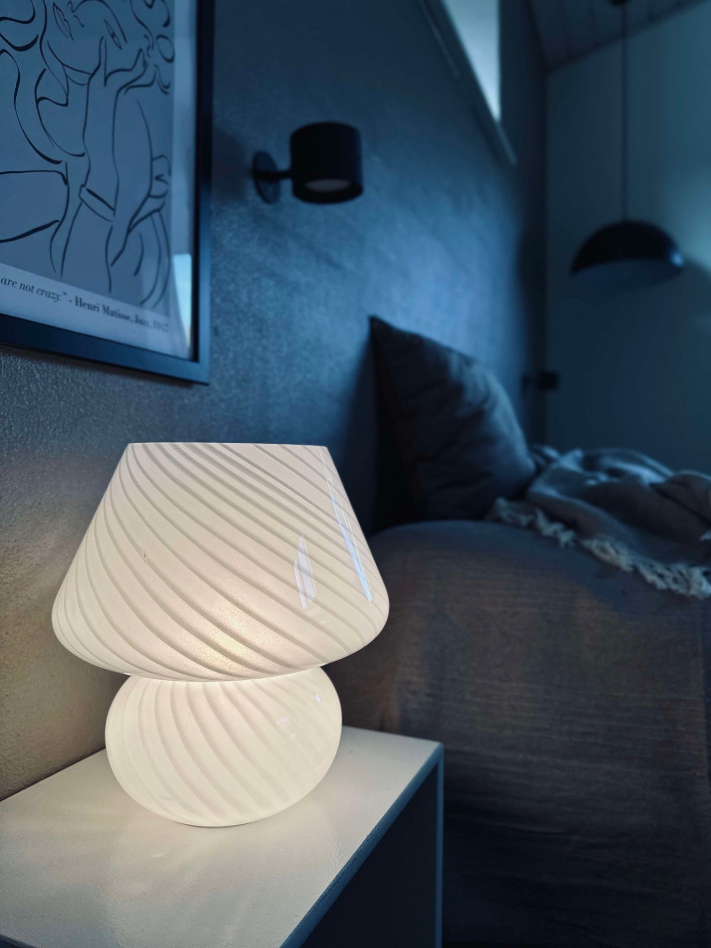 Stor Svamp - Vit munblåst glas