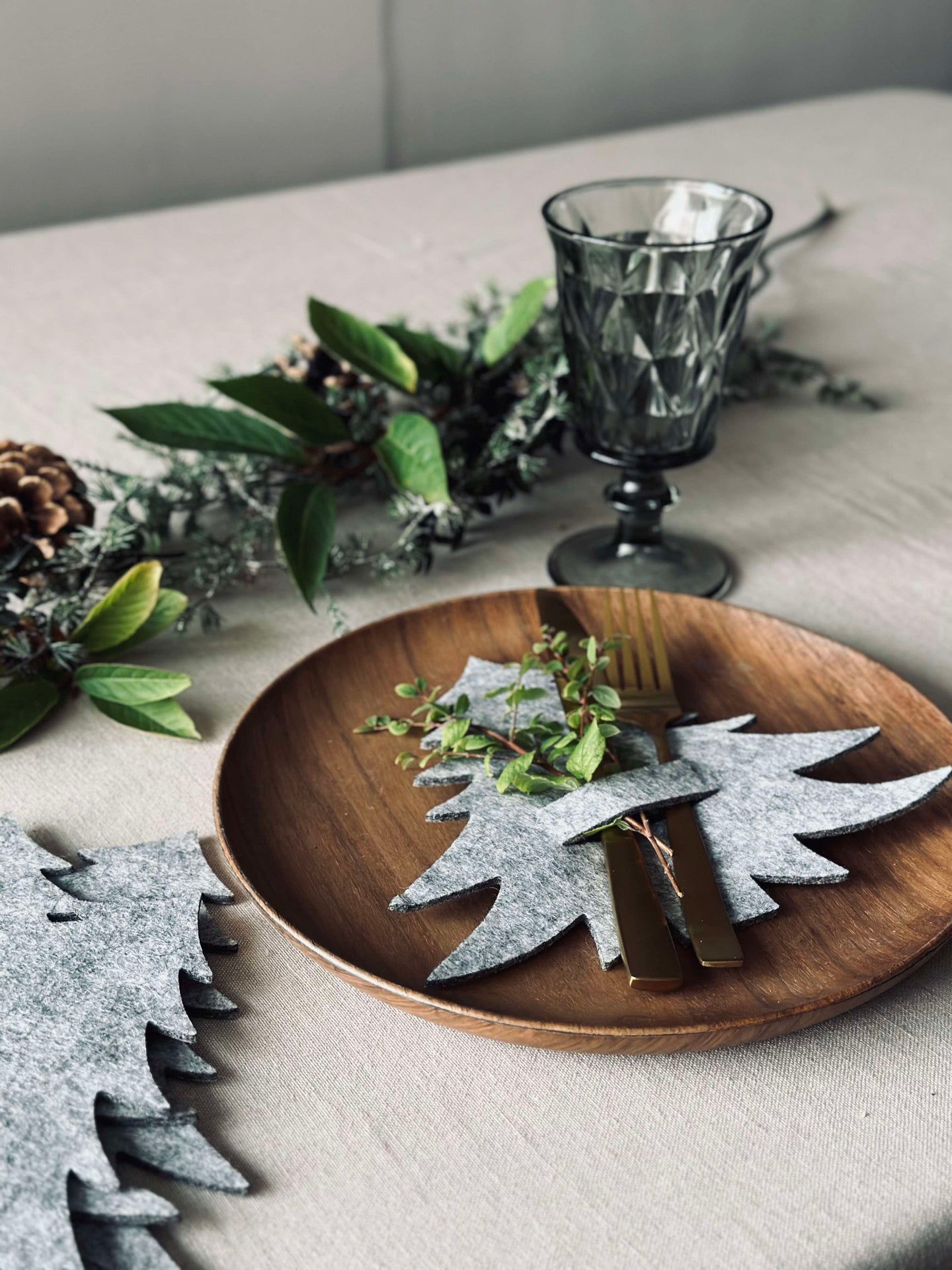 Julgran till bordsdukning - Grå 4 st