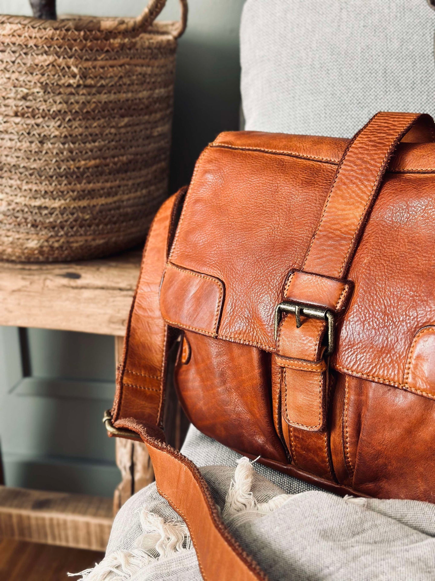 Arbetsväska - Rå konjak