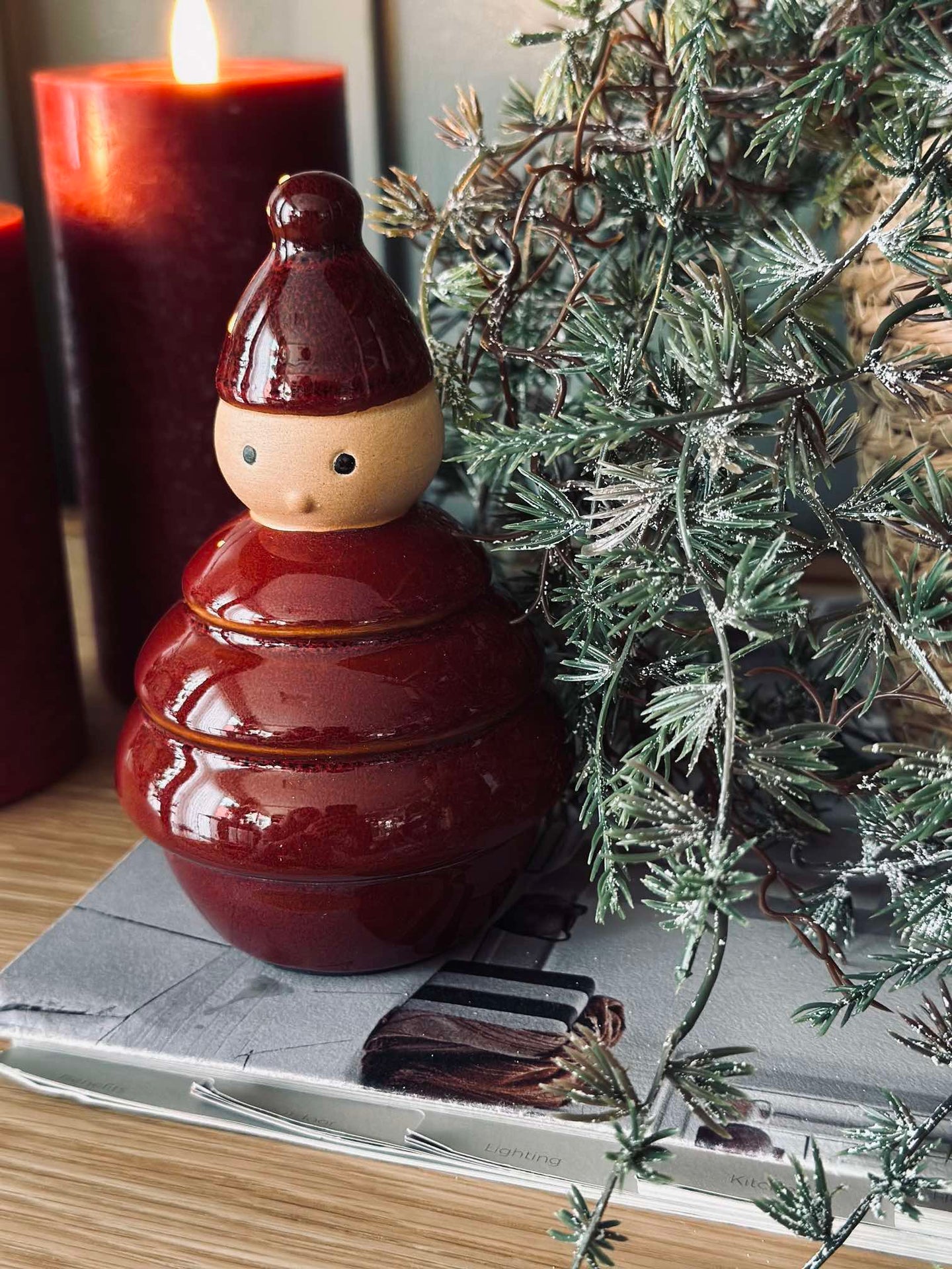 Jultomte keramik - Röd