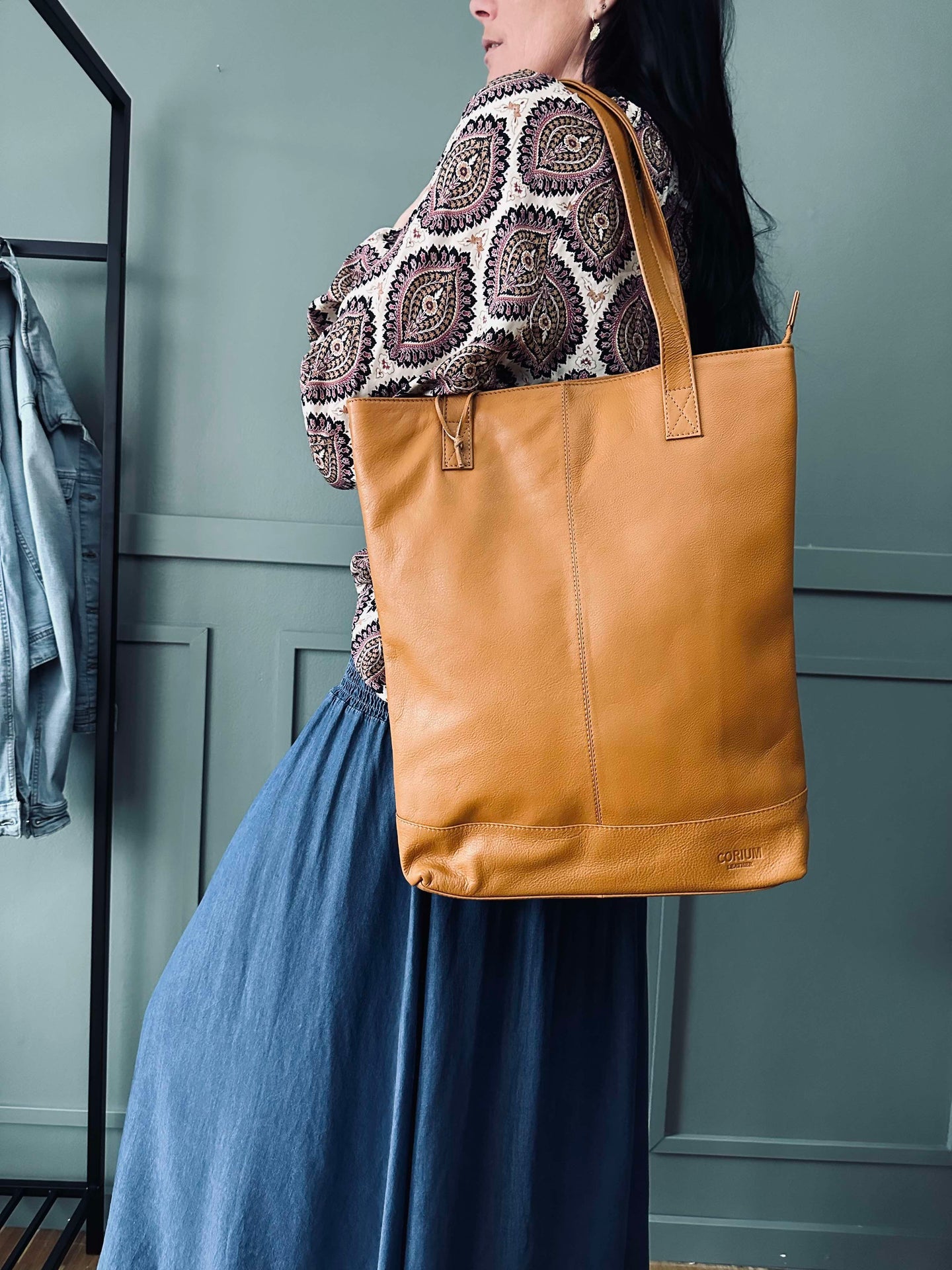 Shopper Marina i mjukt läder - Cognac