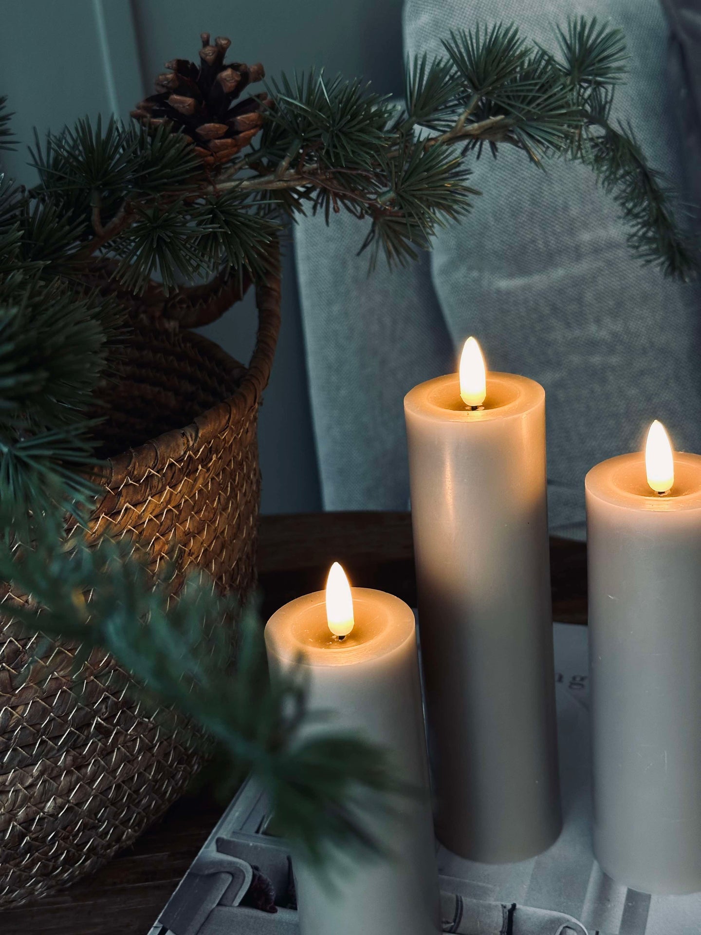 LED Blockljus / Sand – 3 st Ljus dia 5 cm