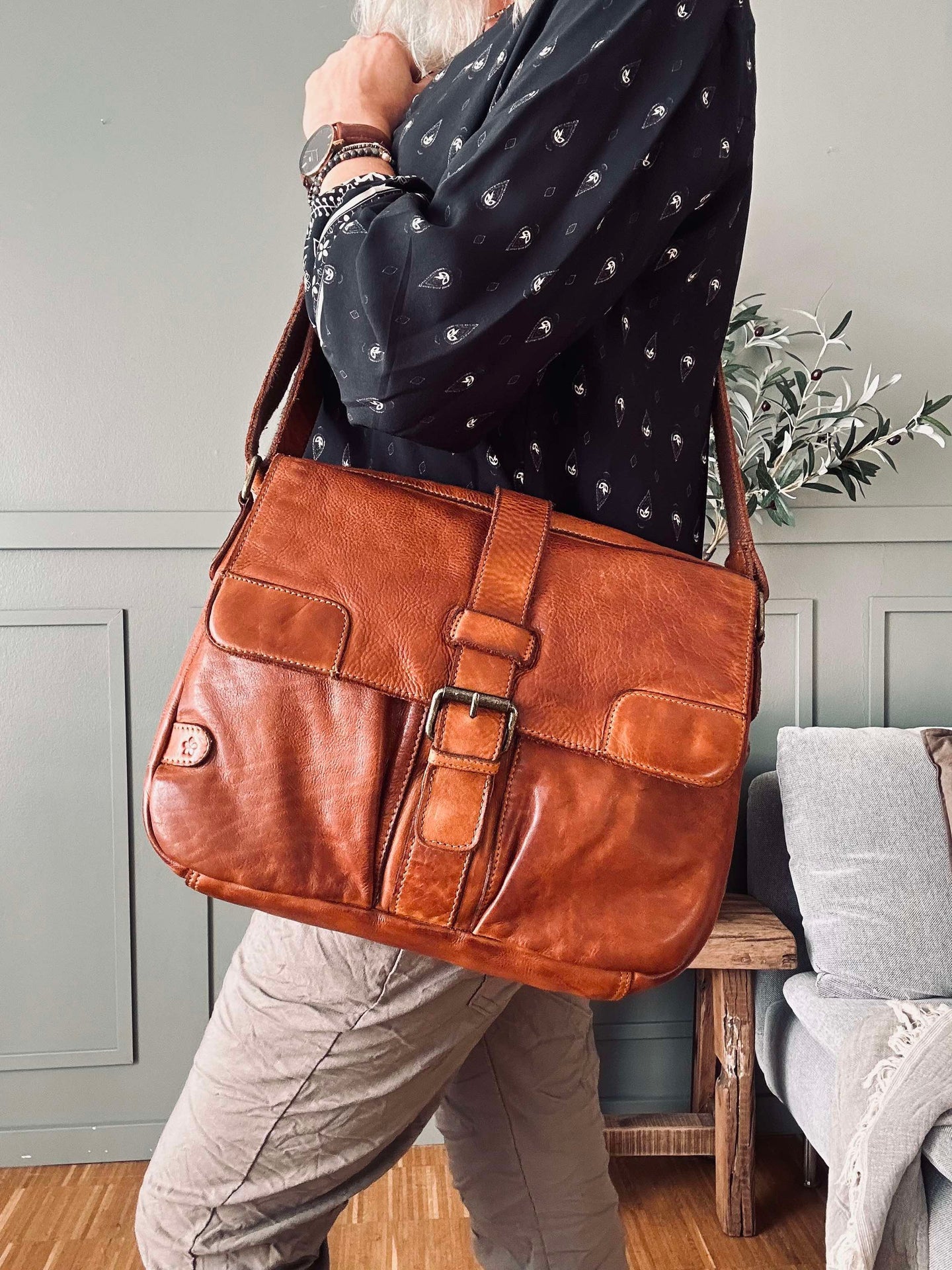 Arbetsväska - Rå konjak