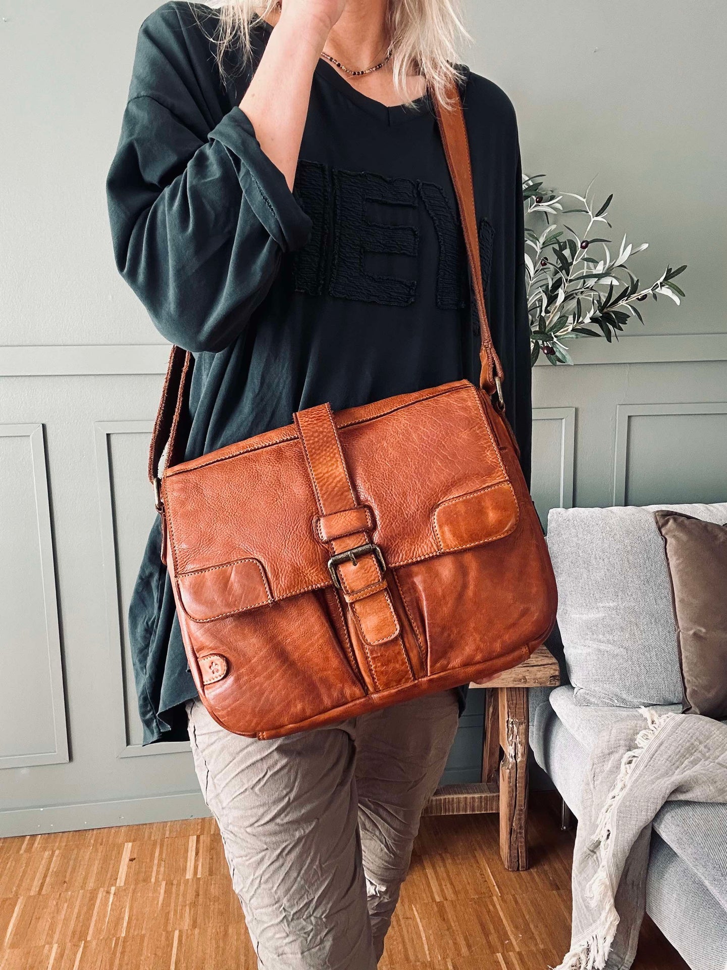 Arbetsväska - Rå konjak