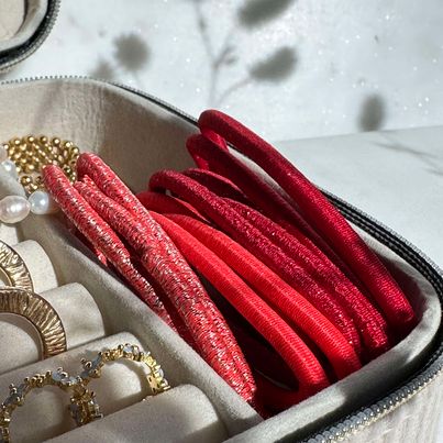 Hårsnoddar Röd Glitter - 4-pack