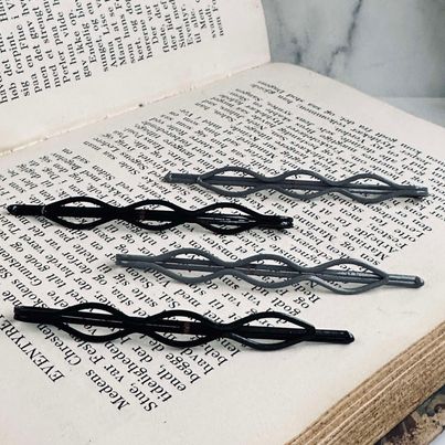 Hårnålar Svart / Grå Shimmer - 4 st.