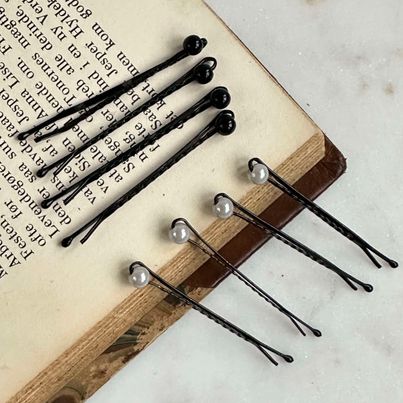 Hårnålar Pärla Svart / Vit