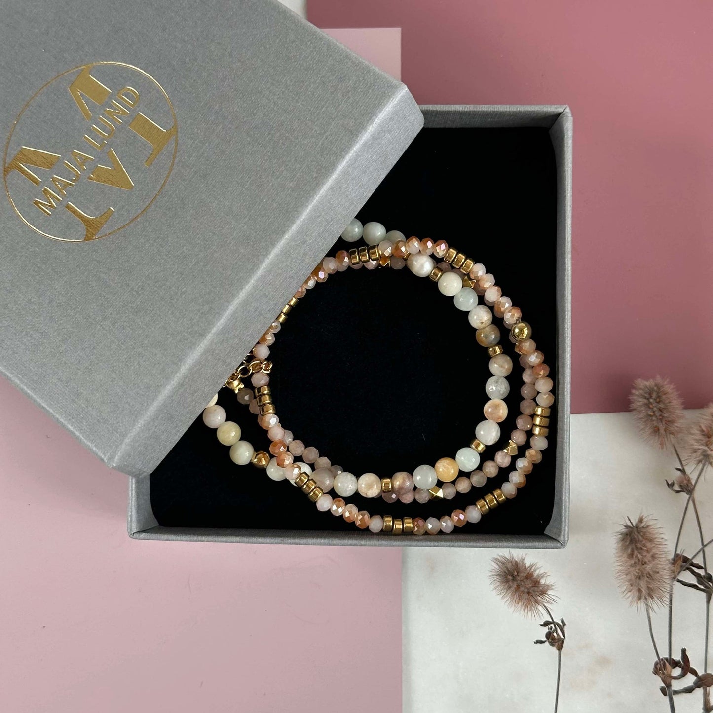Armband Natur / Guldig - Set med 3 armband