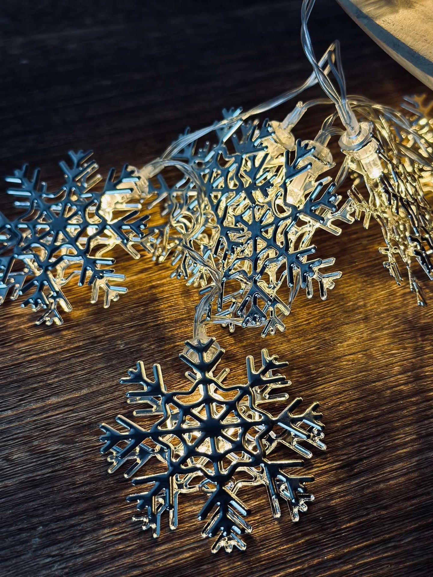 LED-ljusslinga med snöflingor - Silver