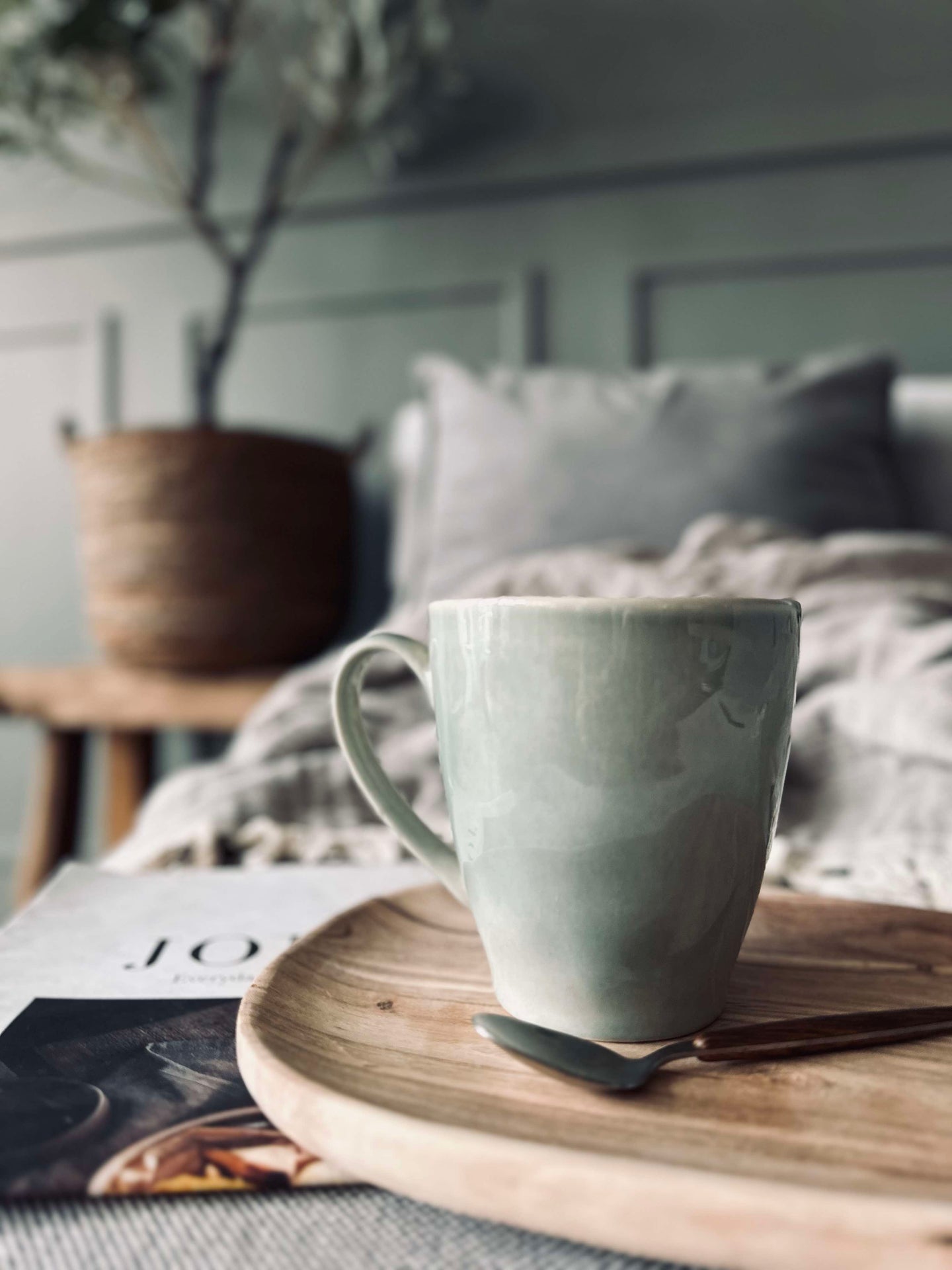 Mugg XL med handtag i stengods – Mint