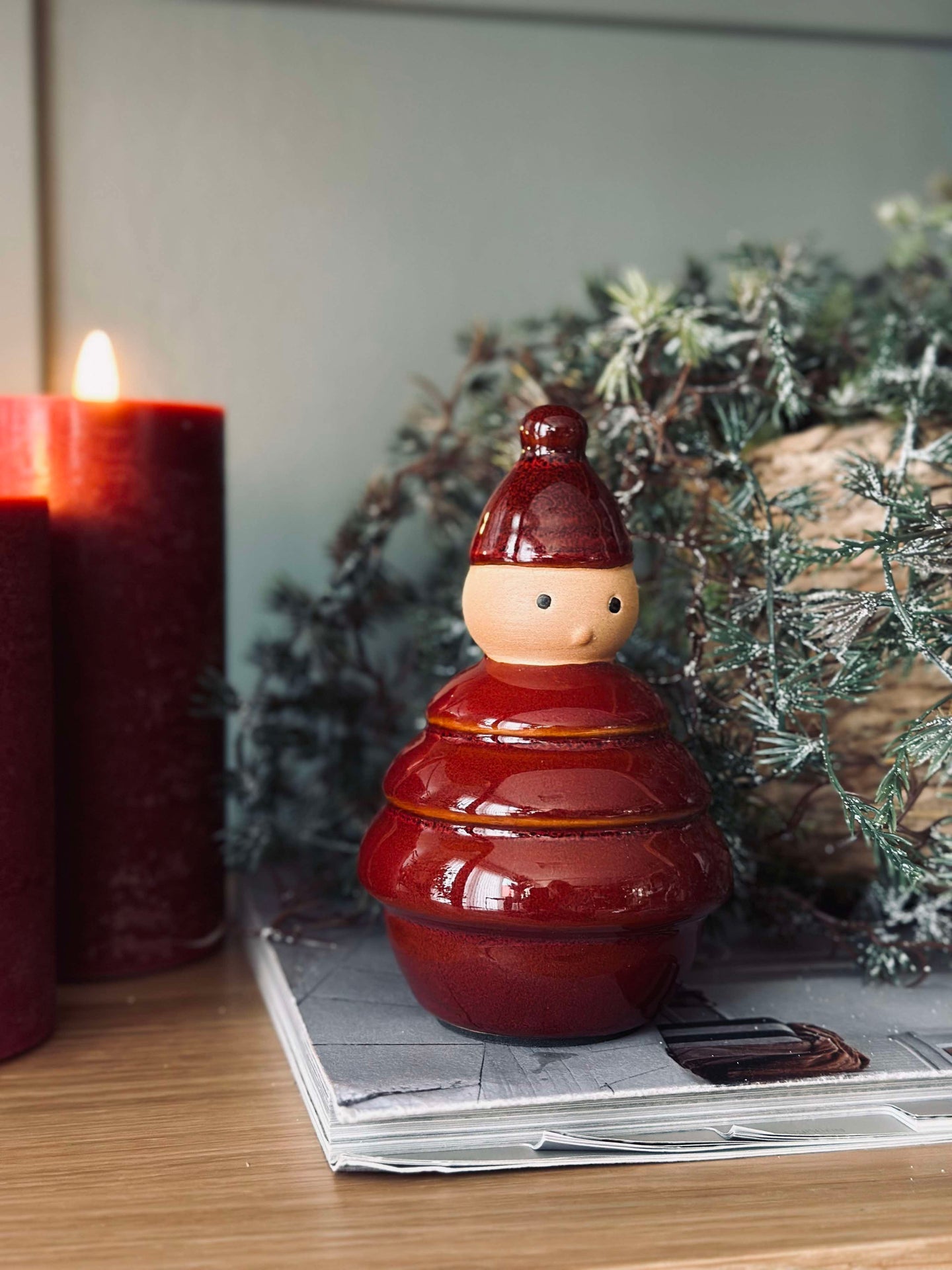 Jultomte keramik - Röd