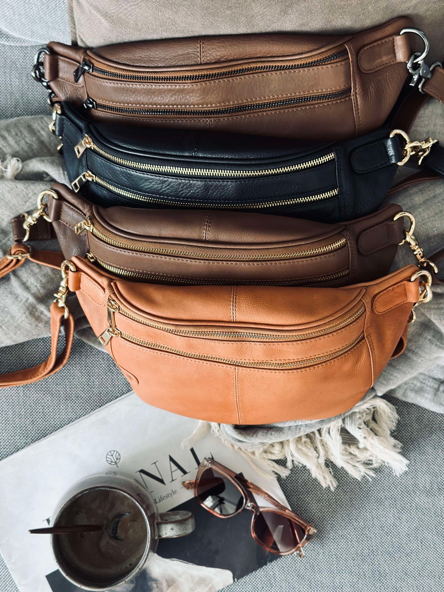 Bumbag Astrid - Cognac / Guld