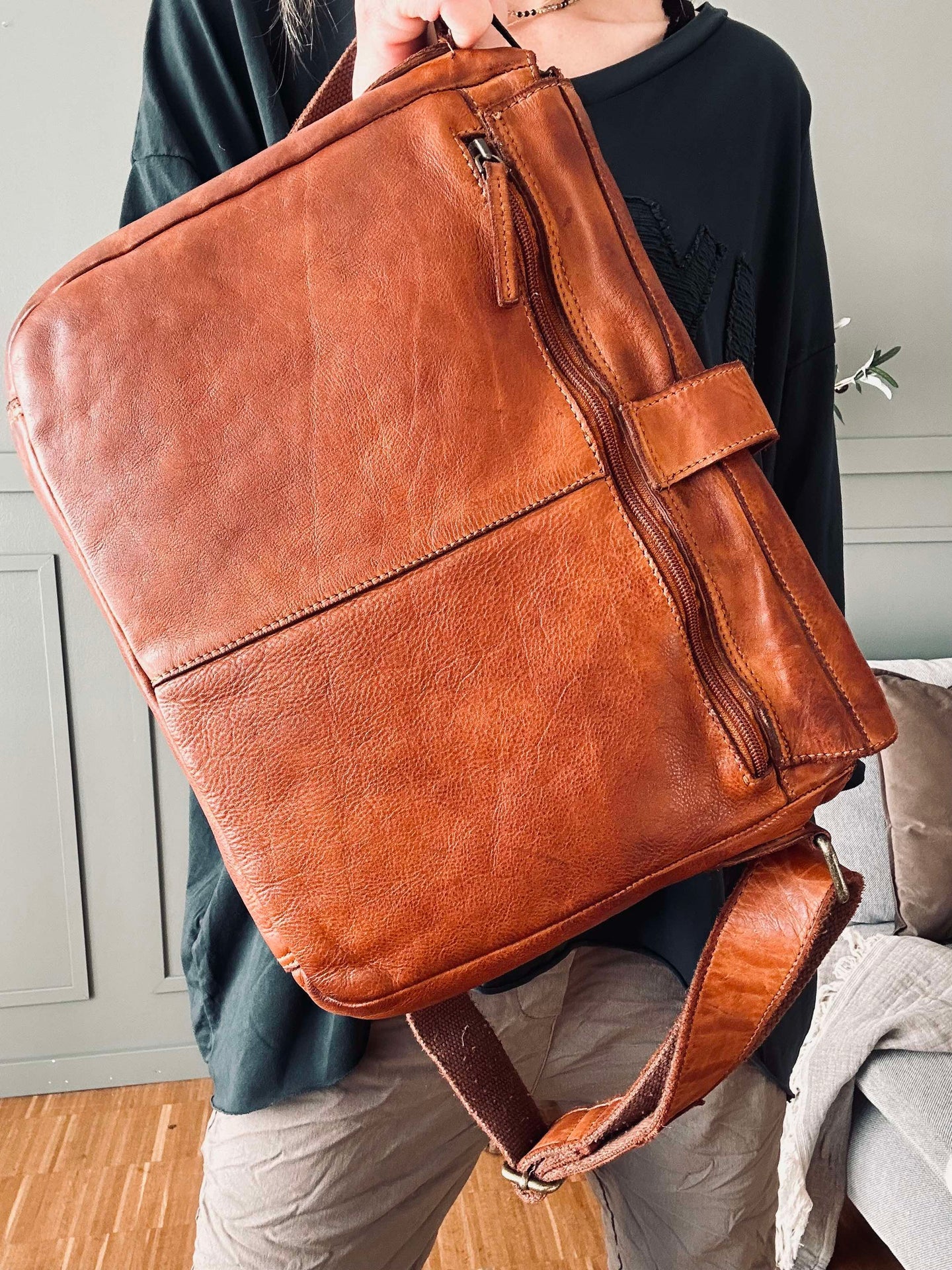 Arbetsväska - Rå konjak