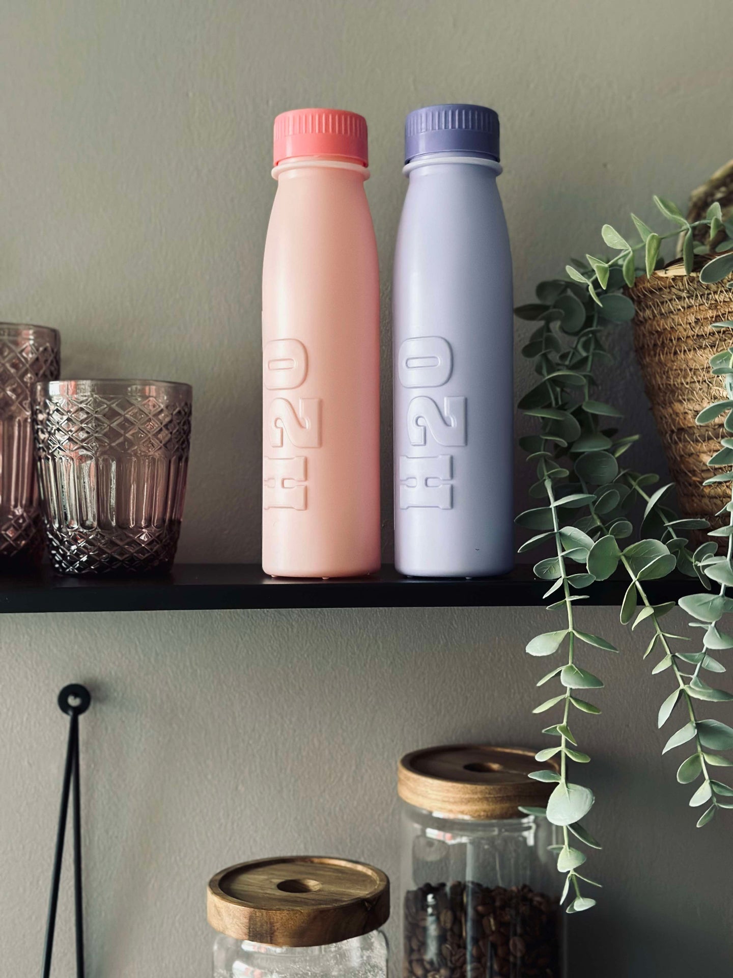 Vattenflaska H2O 500 ml - Rosa / Lila Mix