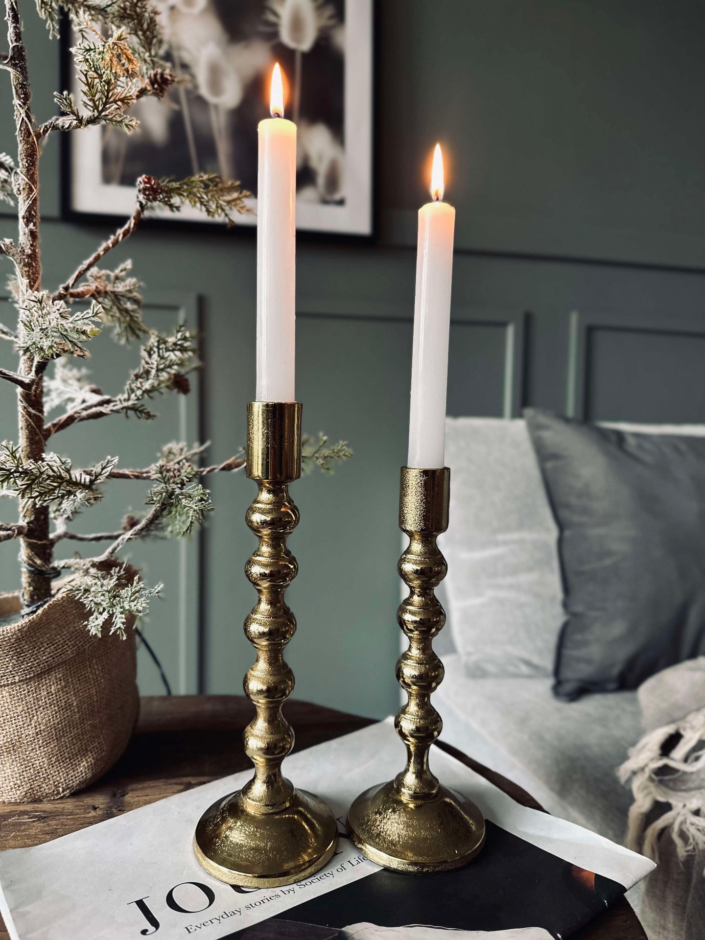 Ljusstake med kulor - H 23 cm