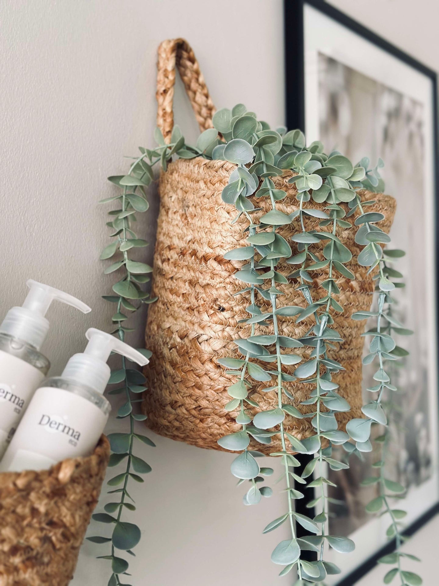 Hängkorg med handtag - Jute medium