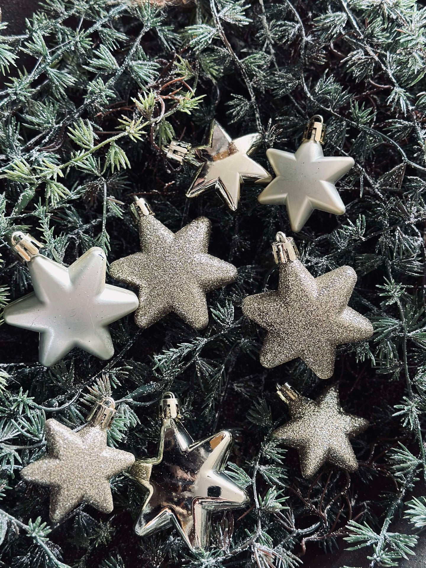 Julgranskulor med stjärnor - Set med 16 st