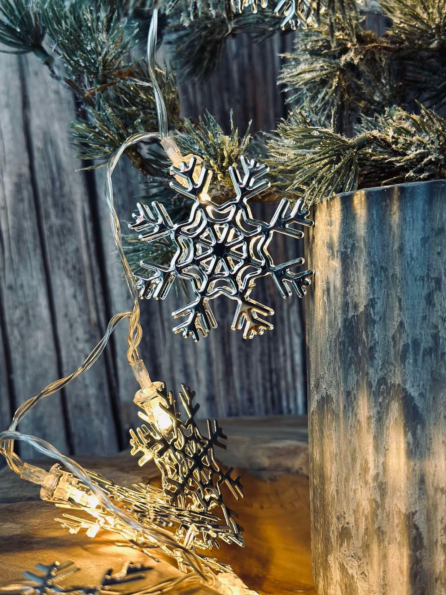 LED-ljusslinga med snöflingor - Silver