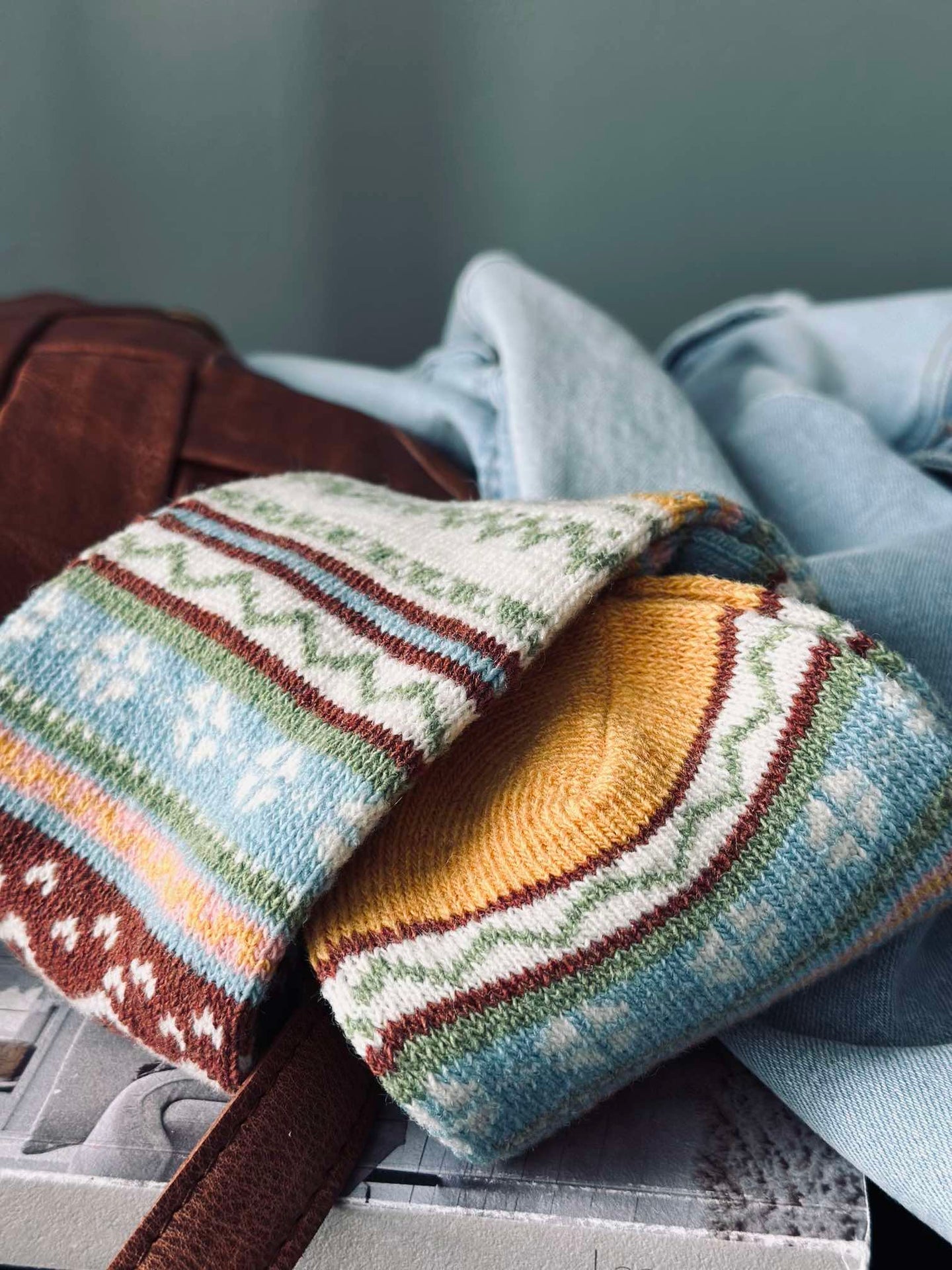 Strumpor i fina färger - Blå/gul mix