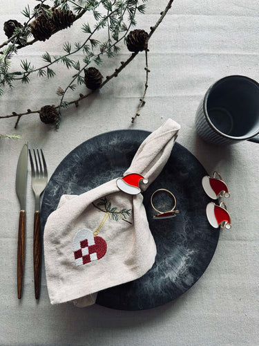 Servettringar med Tomteluva - Paket med 4 st