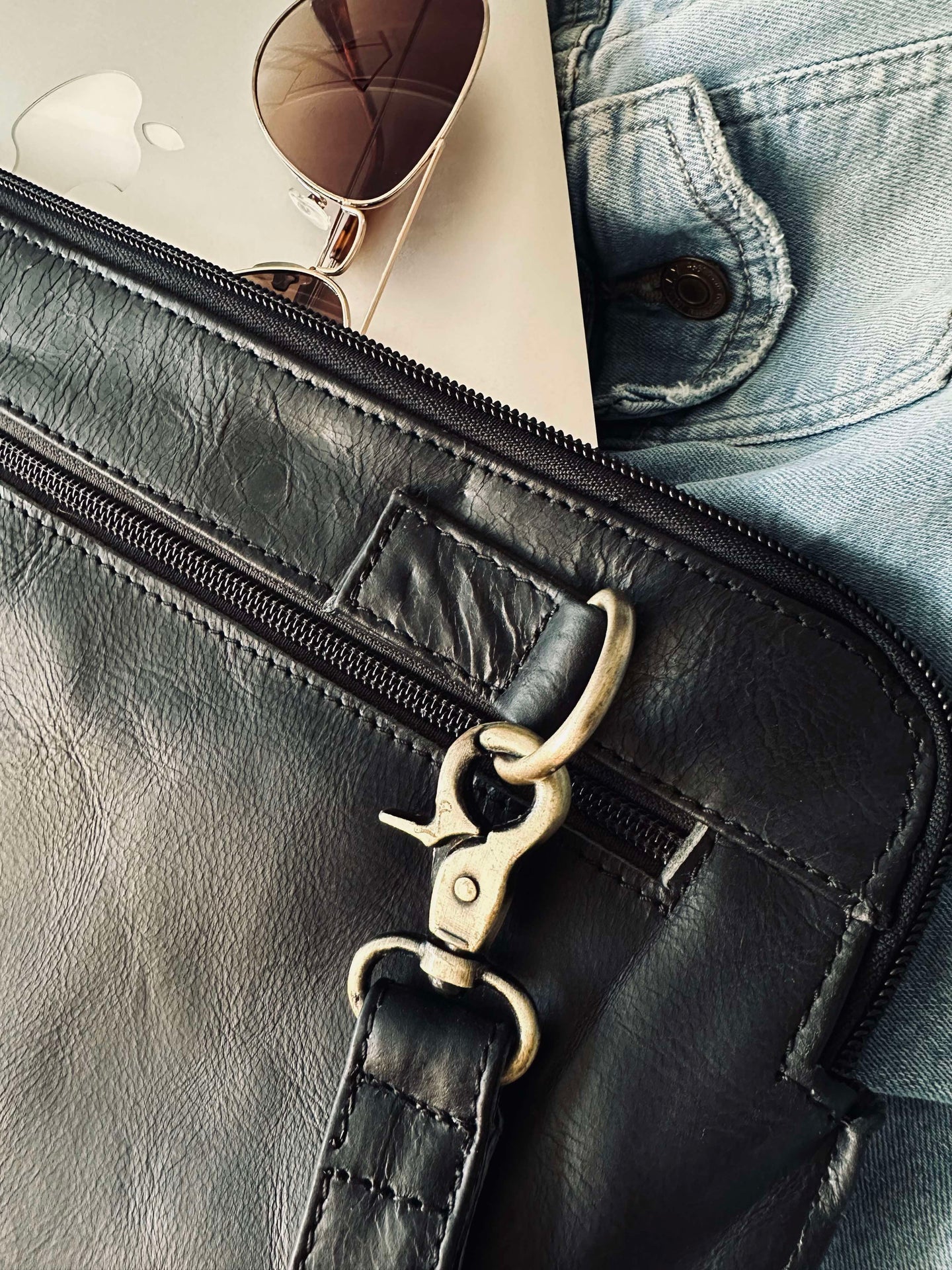 Laptopfodral - Svart buffelläder