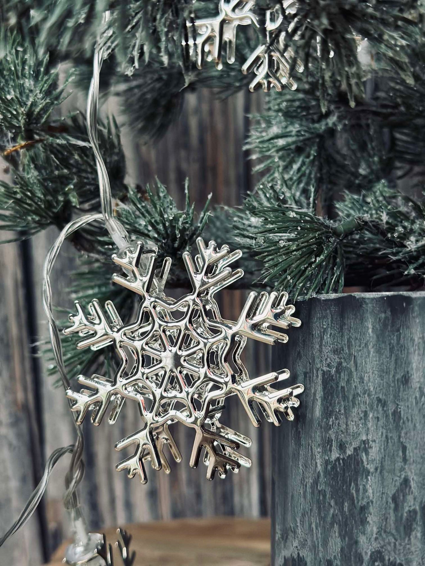 LED-ljusslinga med snöflingor - Silver