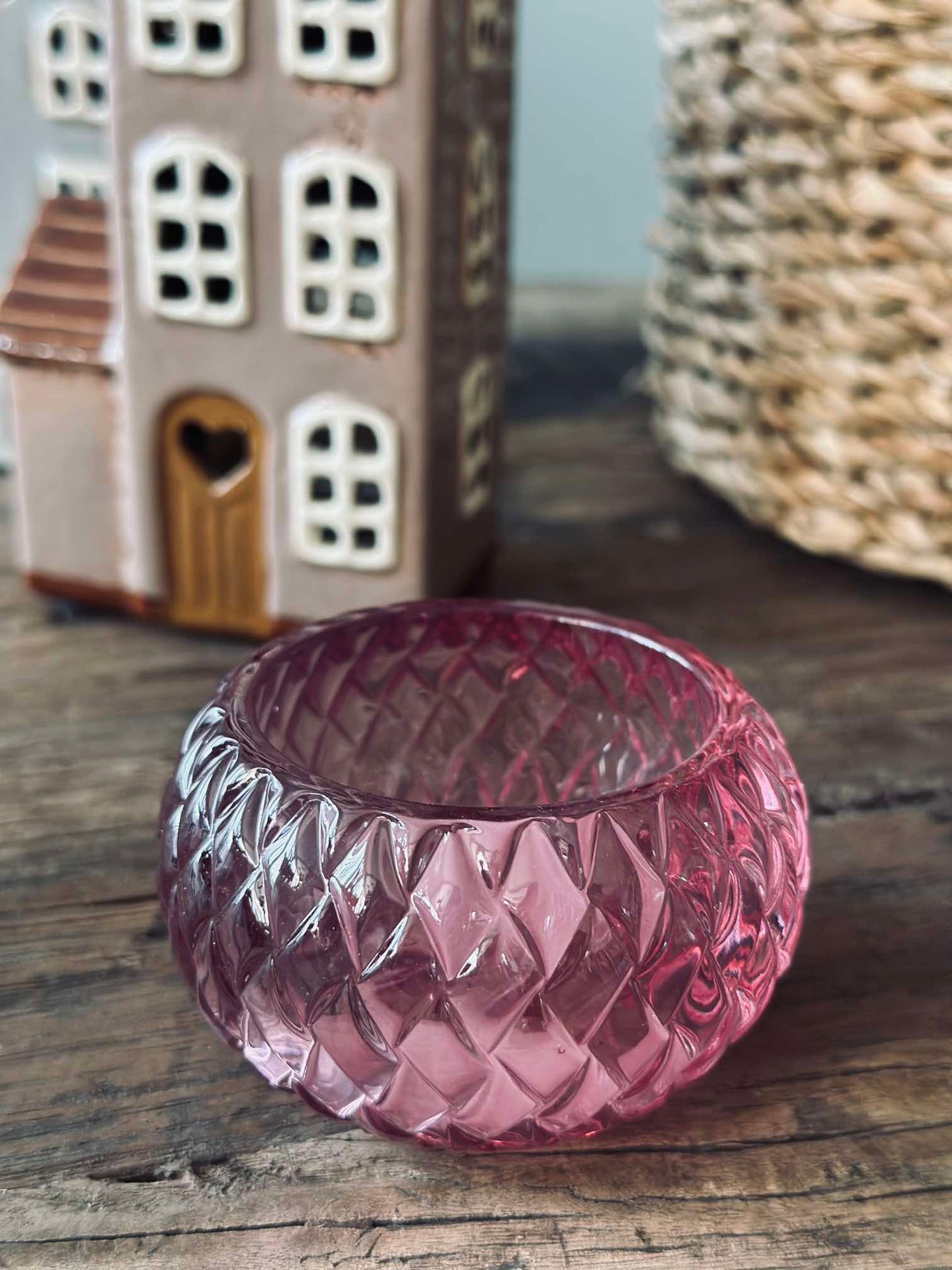 Ljuslykta för värmeljus Diamond - Rosa