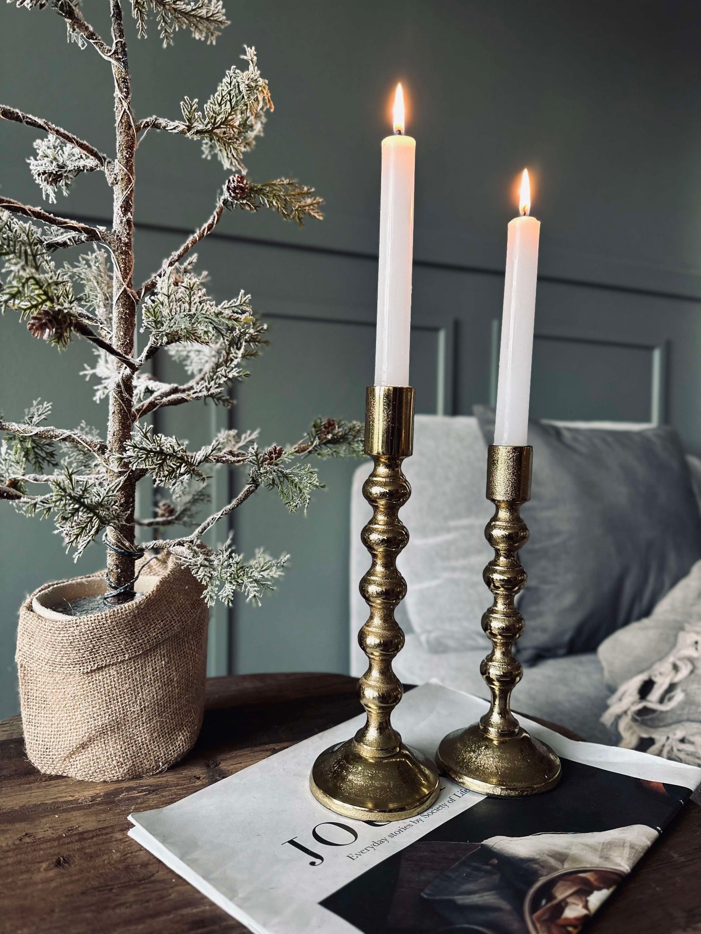 Ljusstake med kulor - H 23 cm