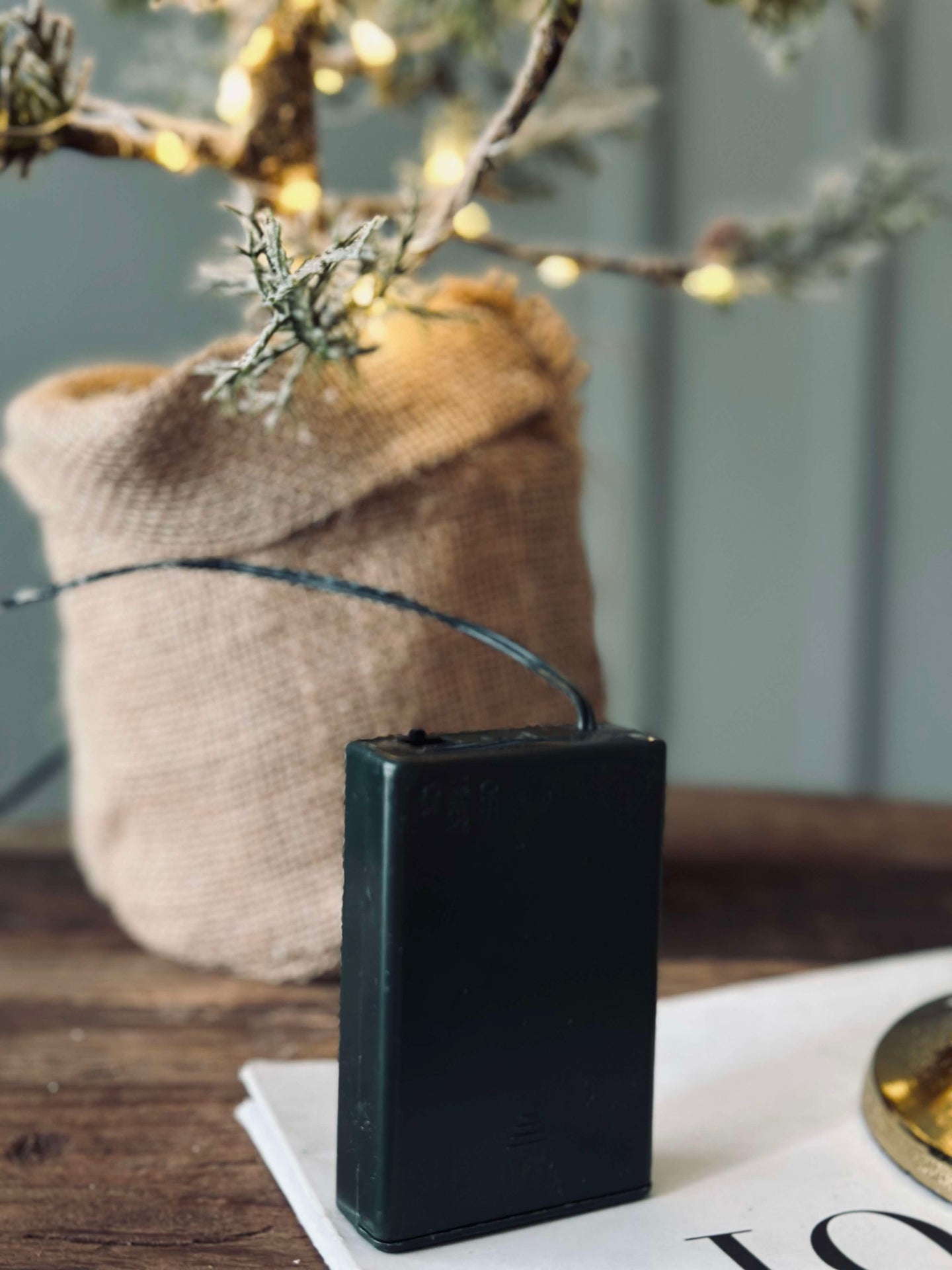 Julgran med kottar och ljusslinga - 70 cm