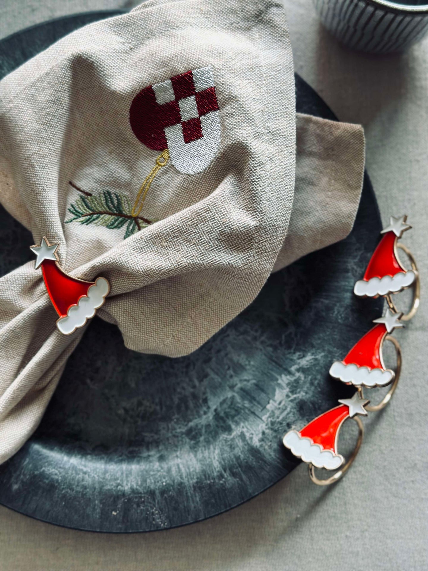 Servettringar med Tomteluva - Paket med 4 st