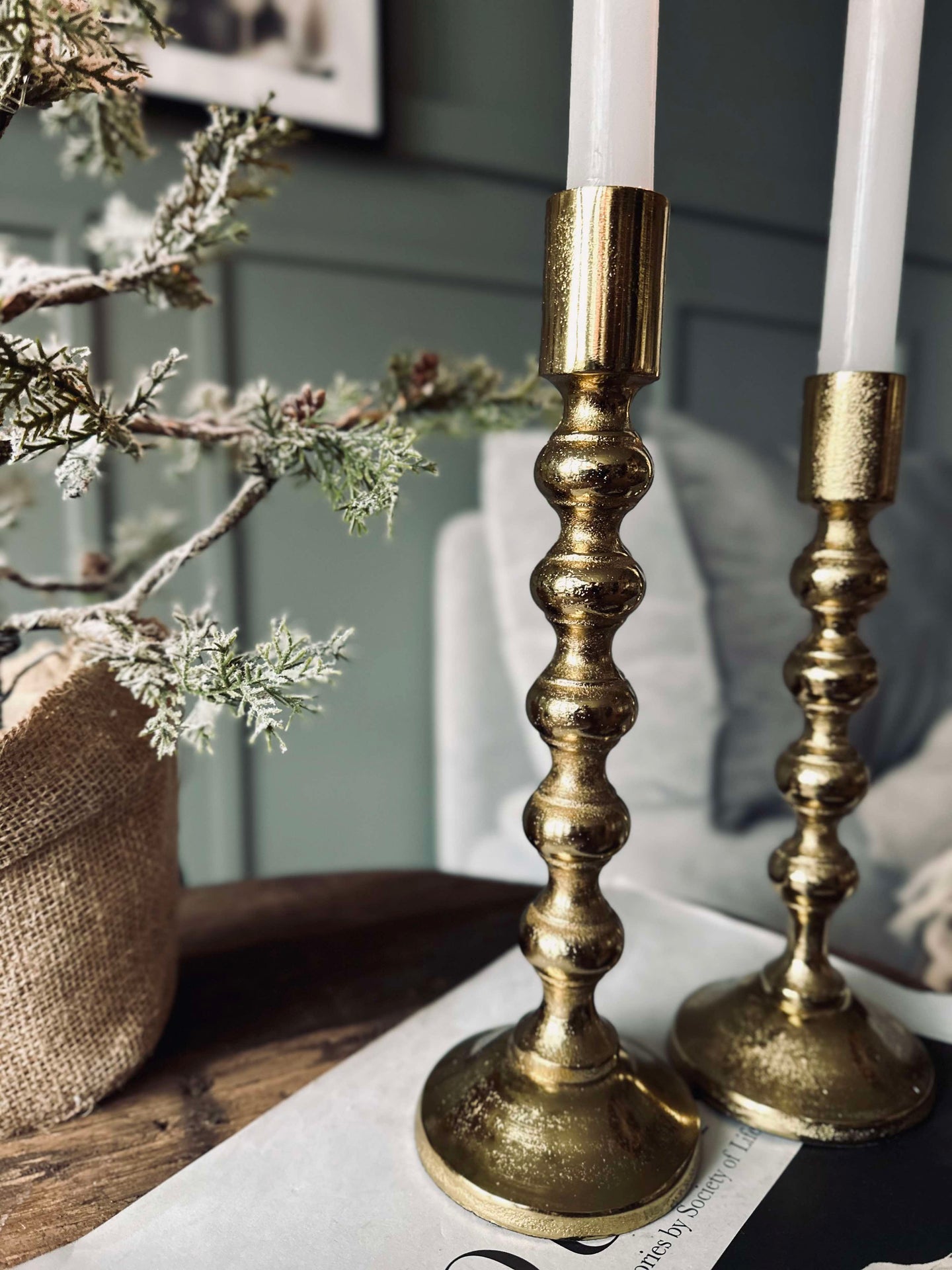 Ljusstake med kulor - H 23 cm