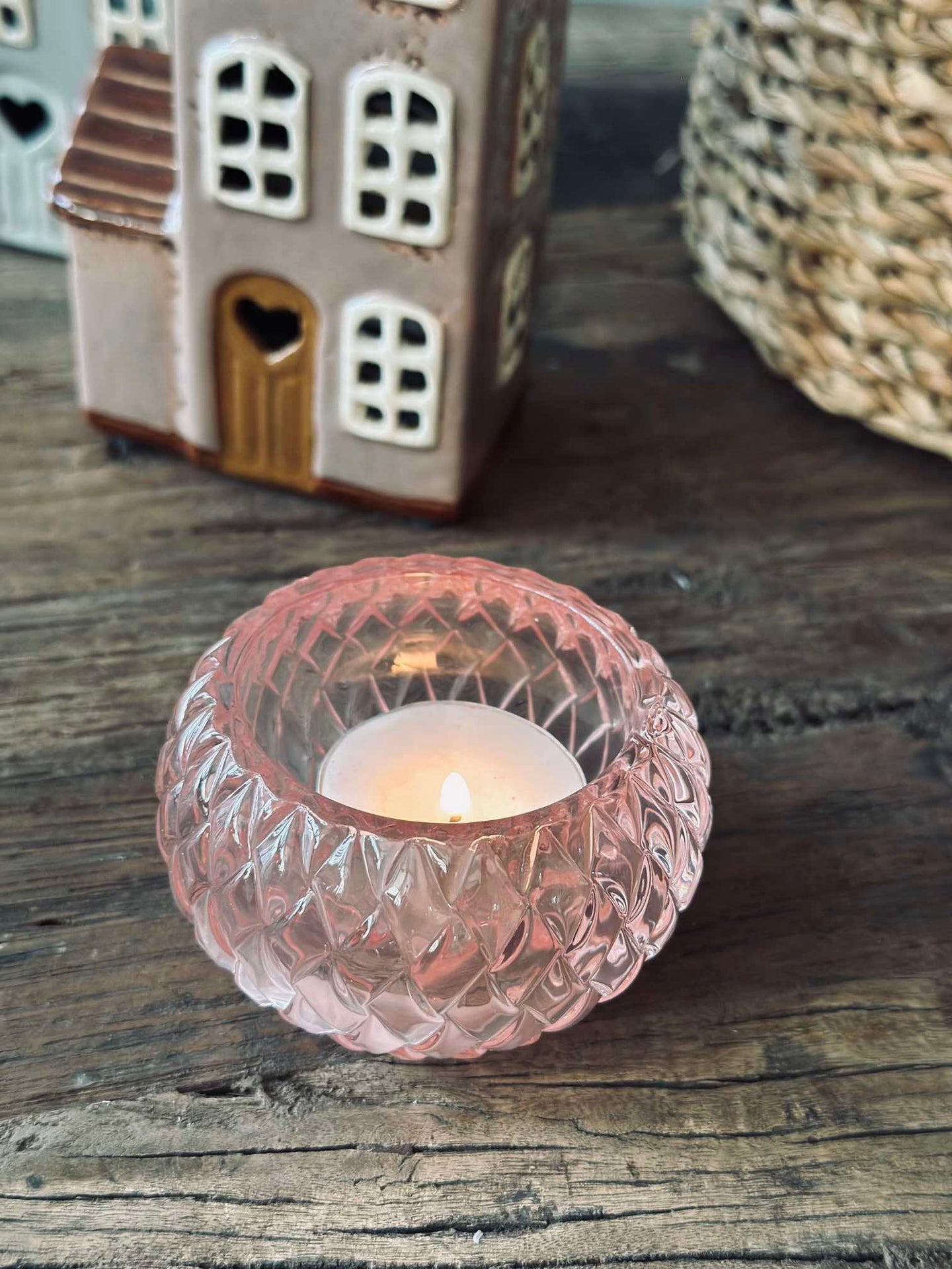 Ljusstake för värmeljus Diamond - Light Pink