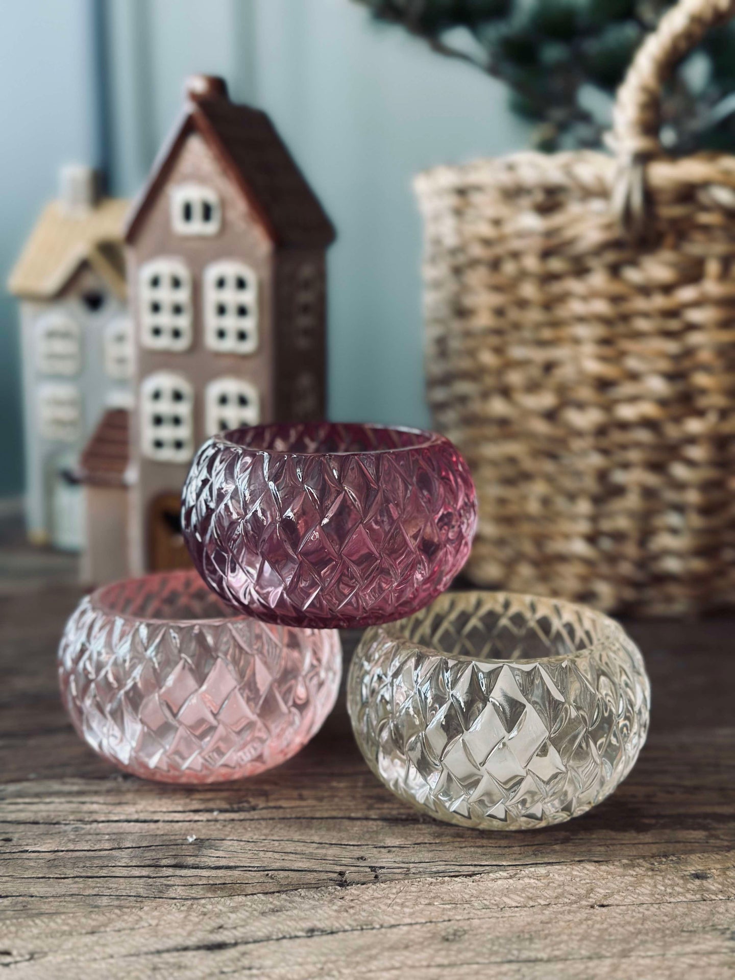 Ljusstake för värmeljus Diamond - Light Pink