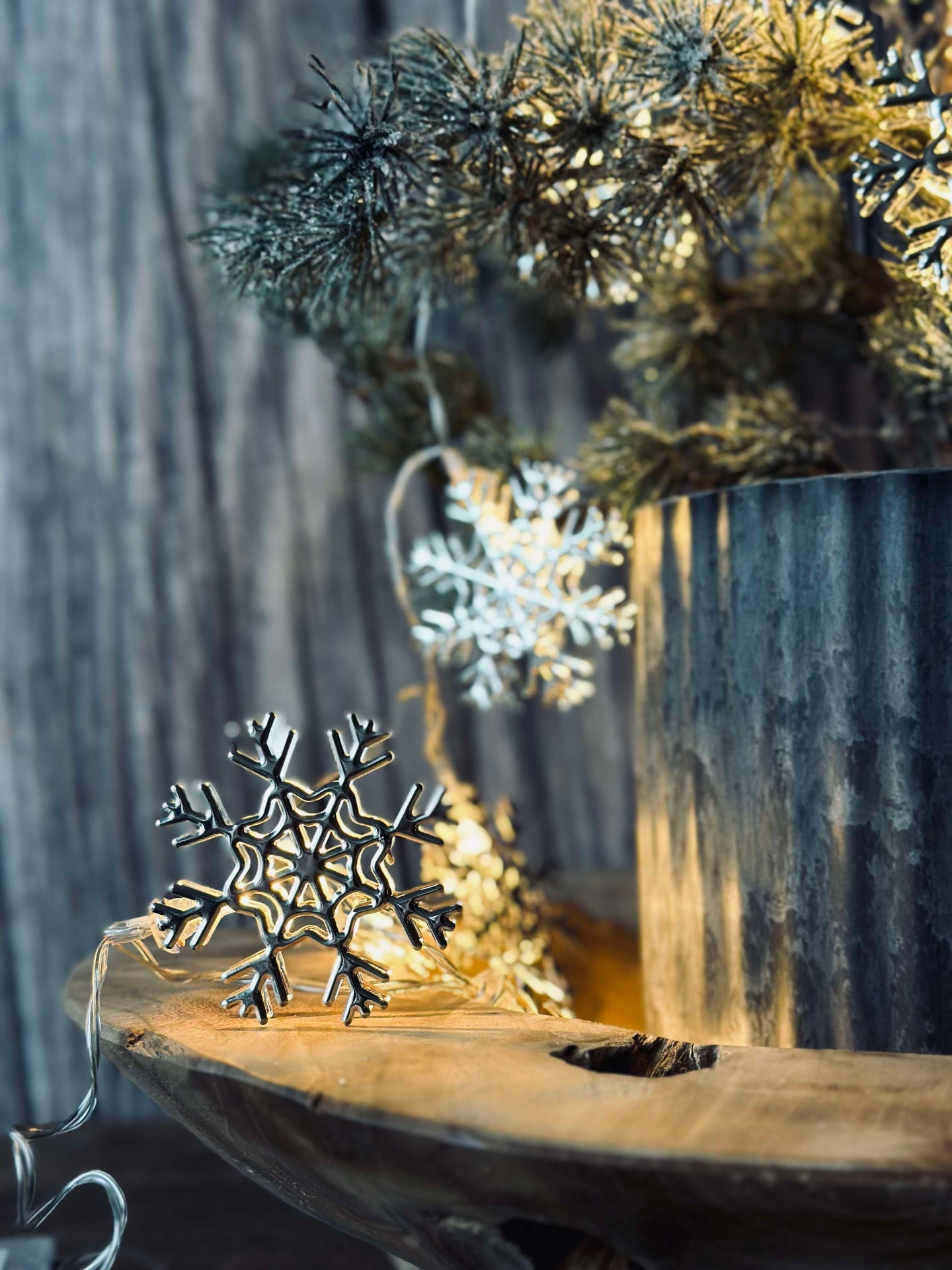 LED-ljusslinga med snöflingor - Silver