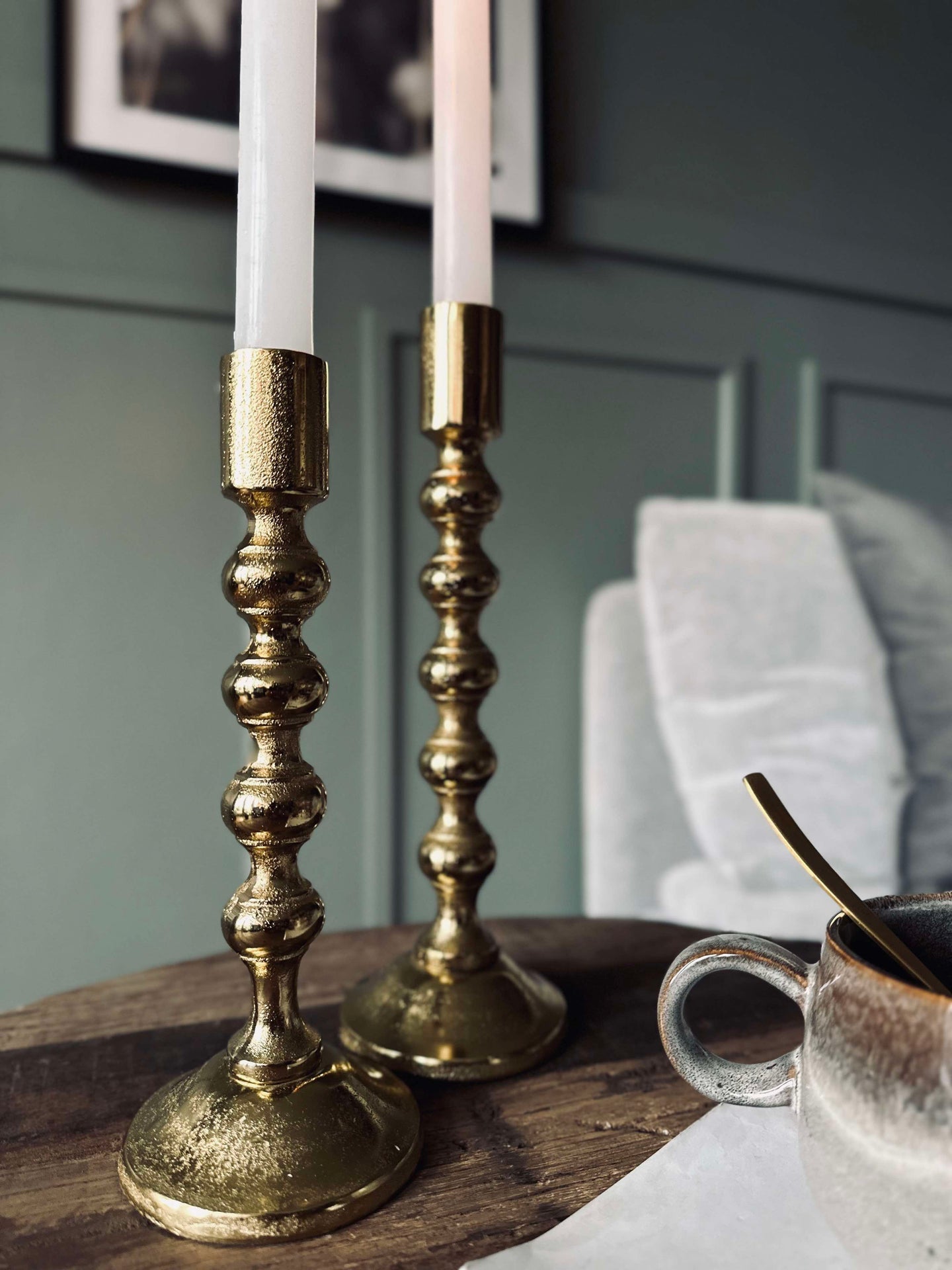 Ljusstake med kulor - H 23 cm