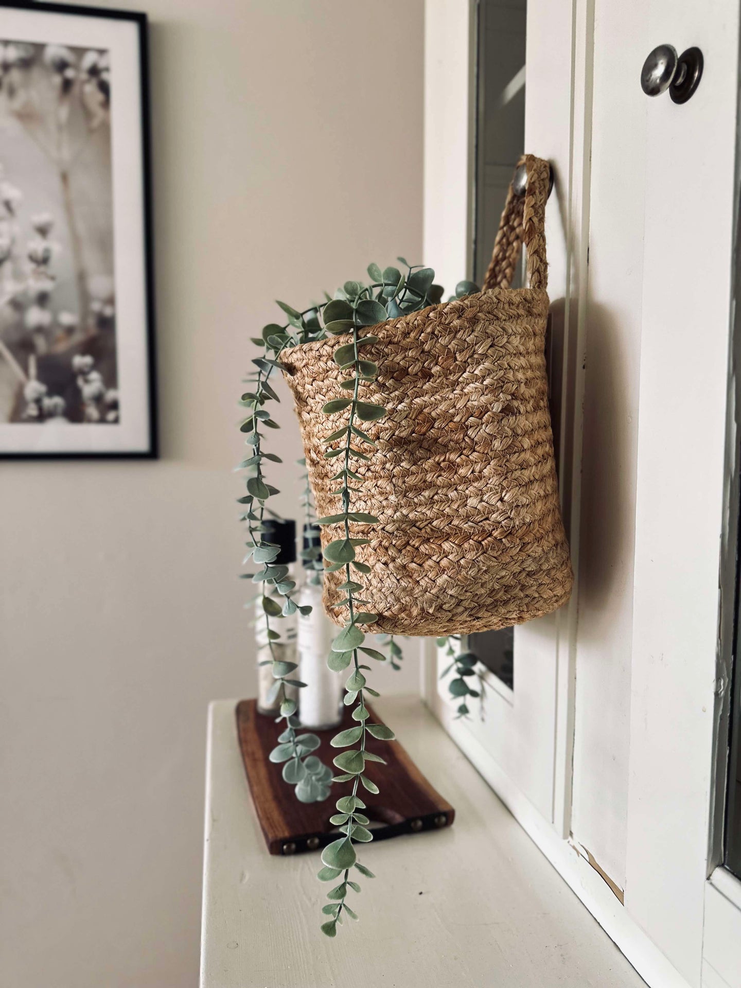 Hängkorg med handtag - Jute medium