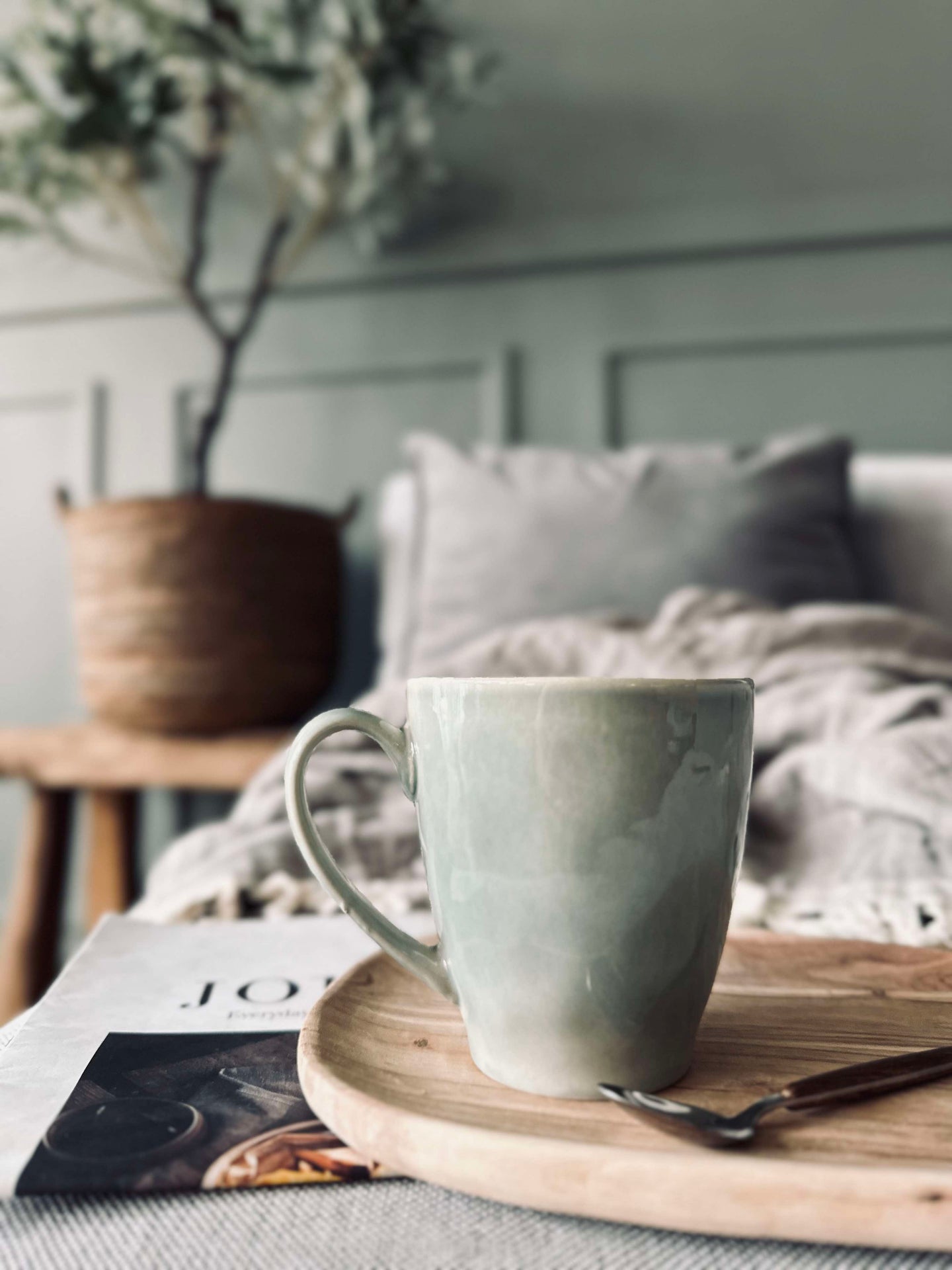 Mugg XL med handtag i stengods – Mint