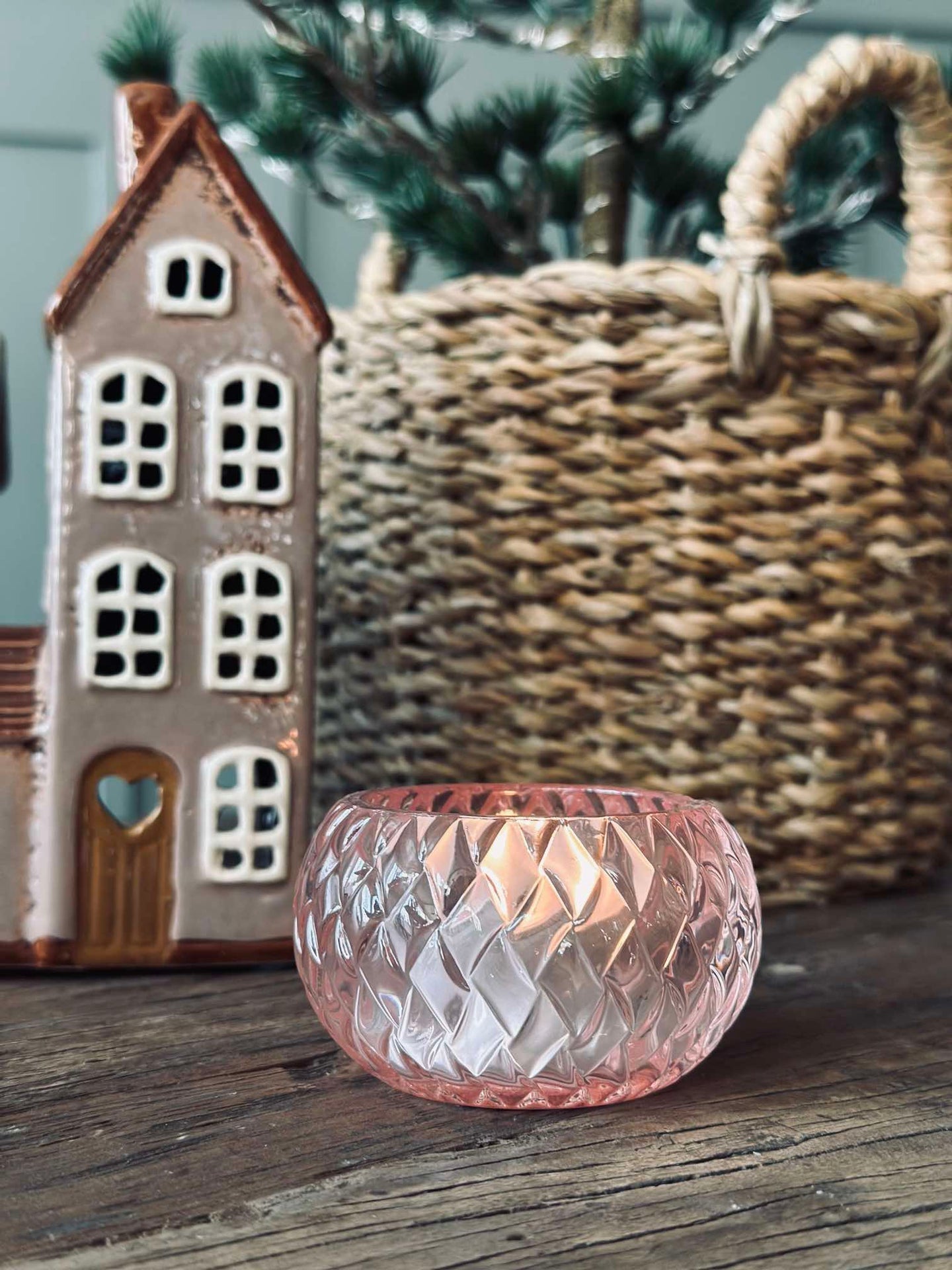 Ljusstake för värmeljus Diamond - Light Pink