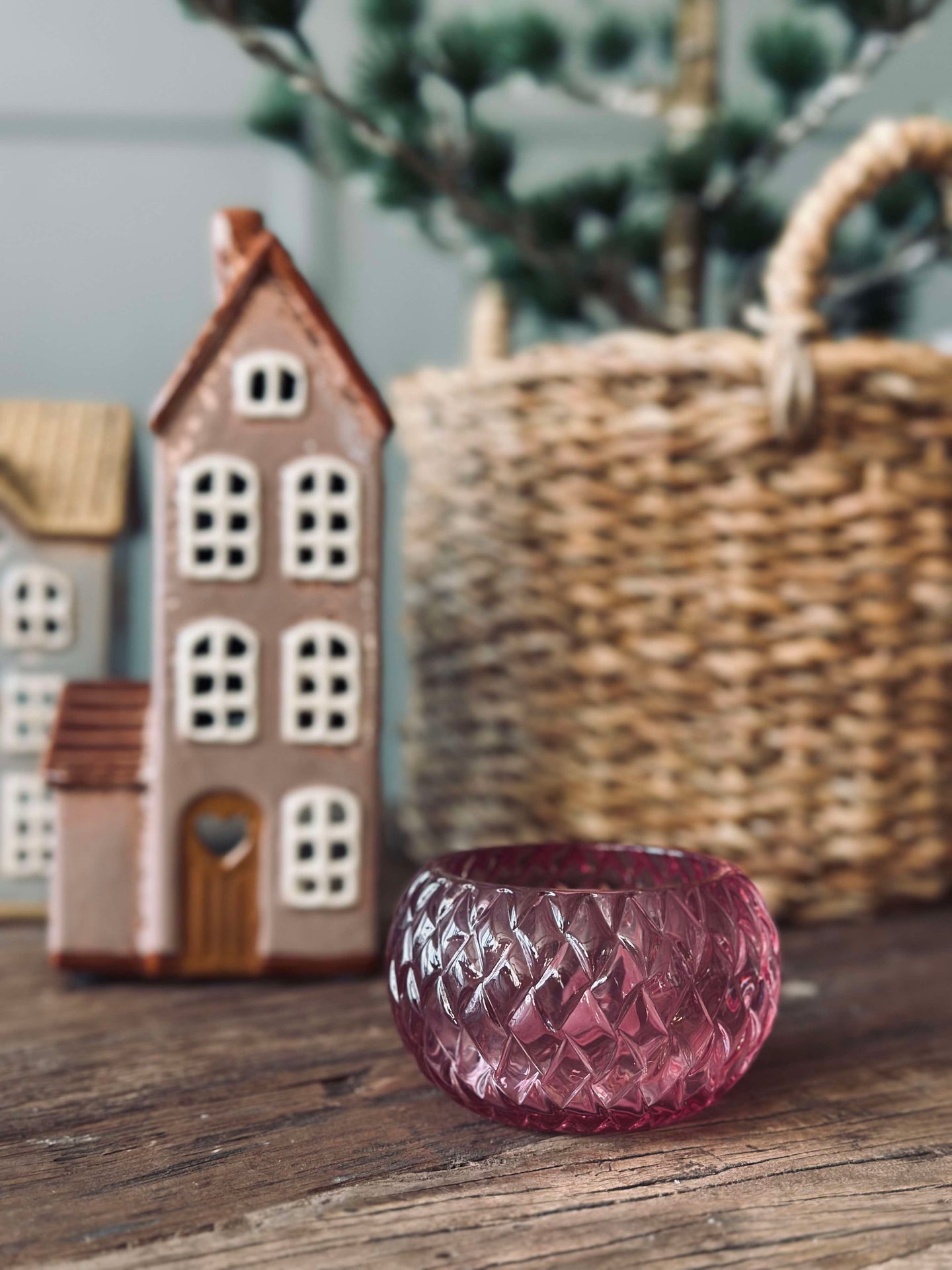 Ljuslykta för värmeljus Diamond - Rosa
