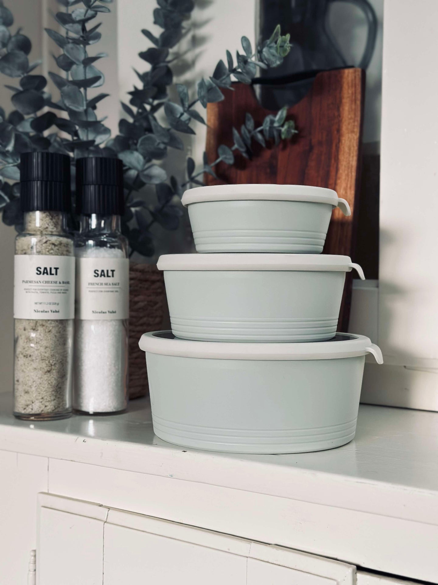 Skålar med lock - set om 3 skålar - Vit