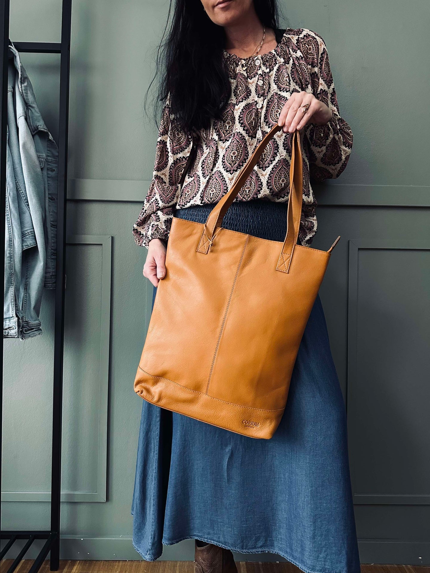 Shopper Marina i mjukt läder - Cognac