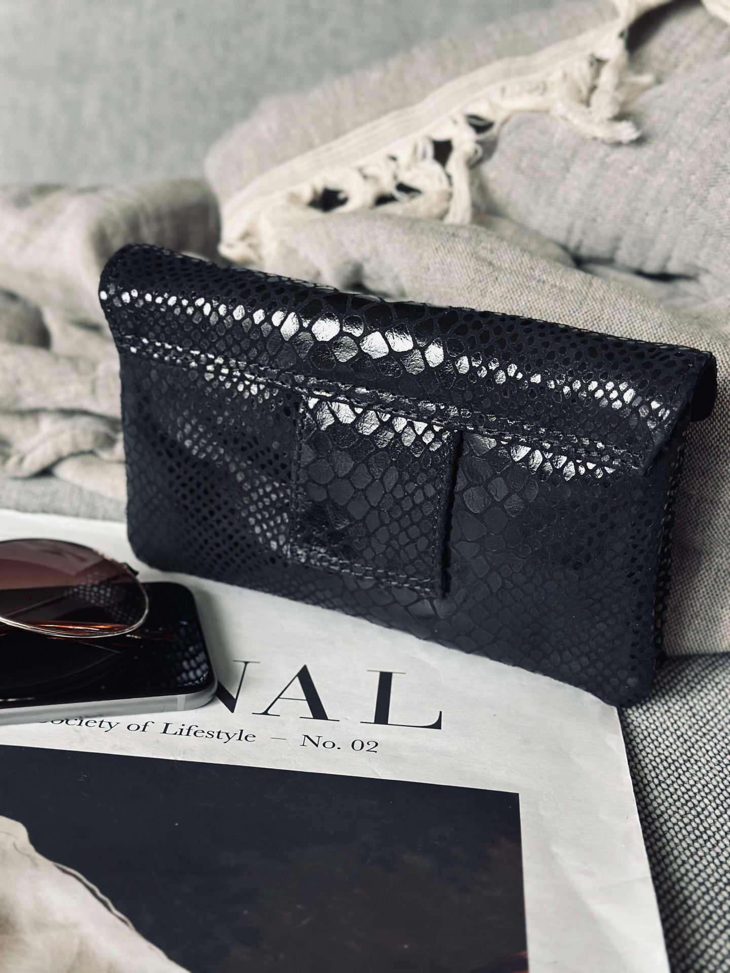 Plånbok Aura Black Croco
