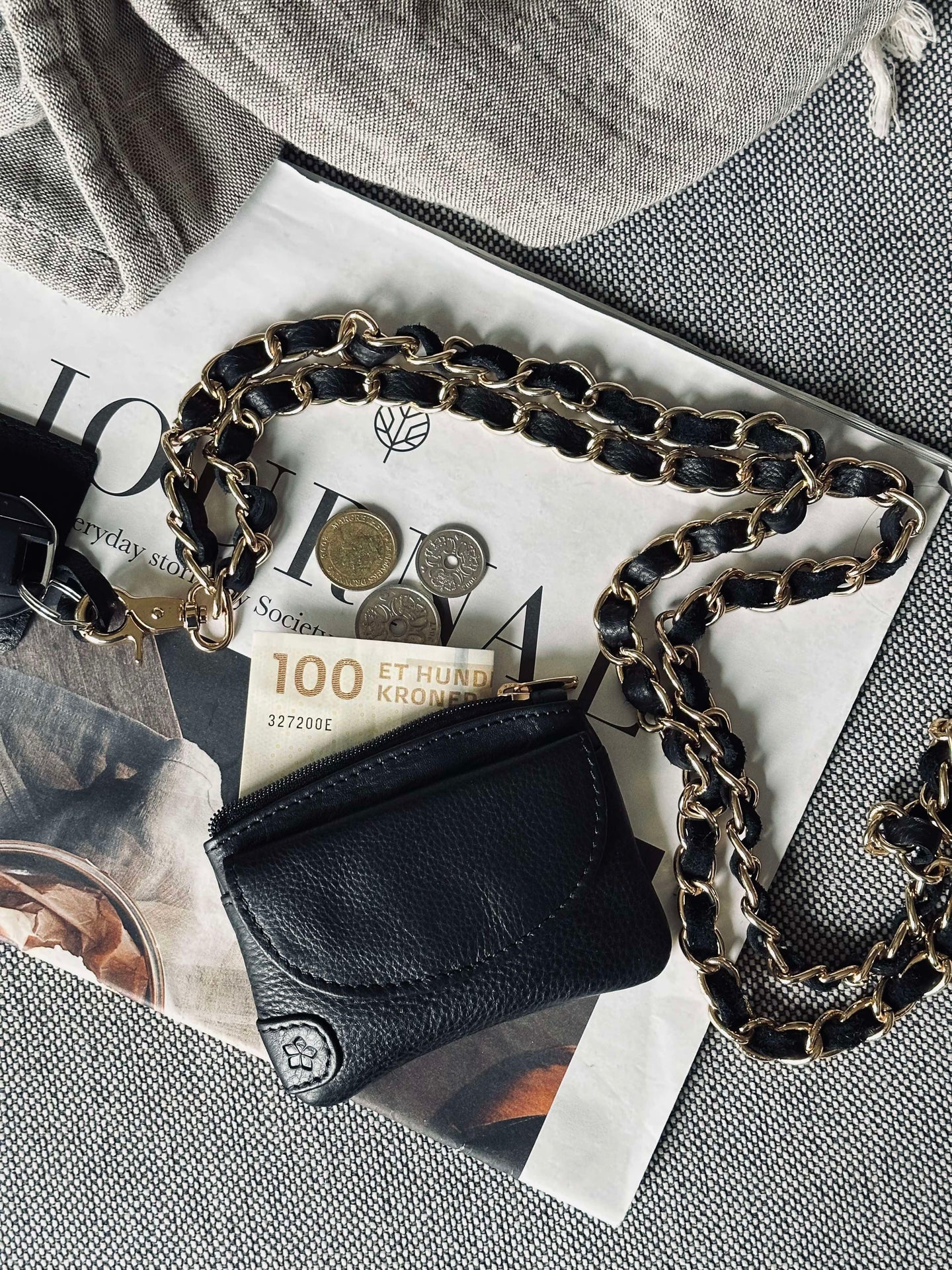 Mobil / Nyckelrem – Svart läder