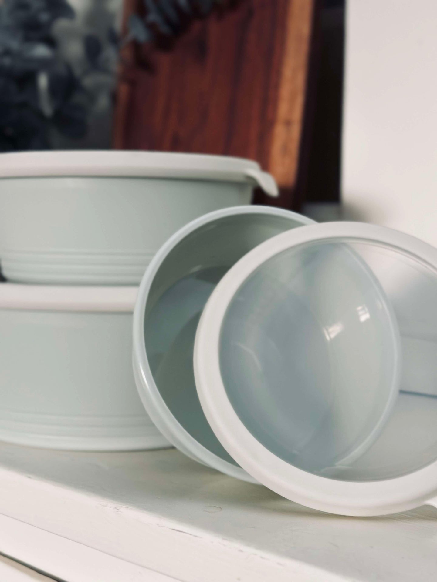 Skålar med lock - set om 3 skålar - Vit