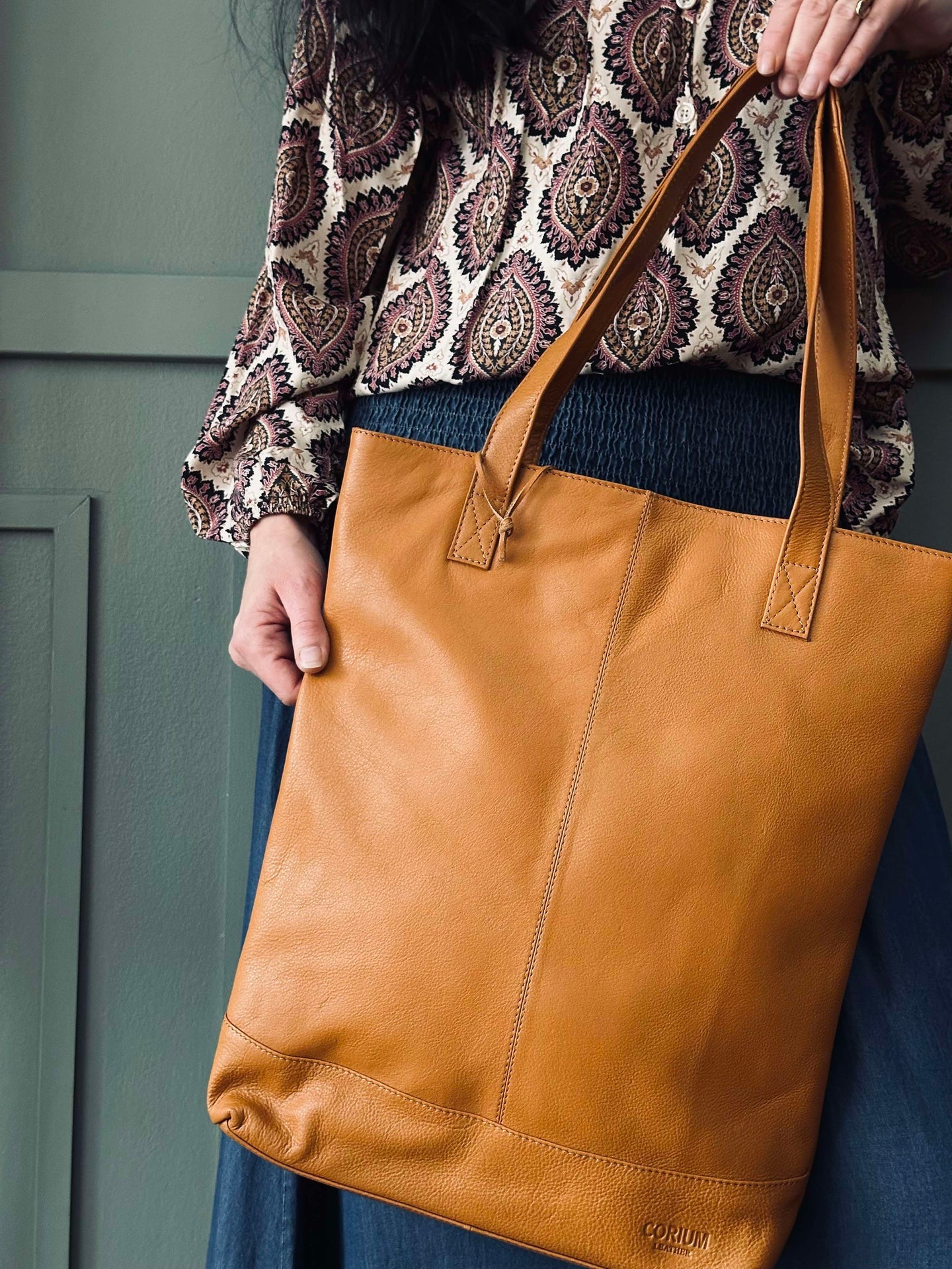 Shopper Marina i mjukt läder - Cognac