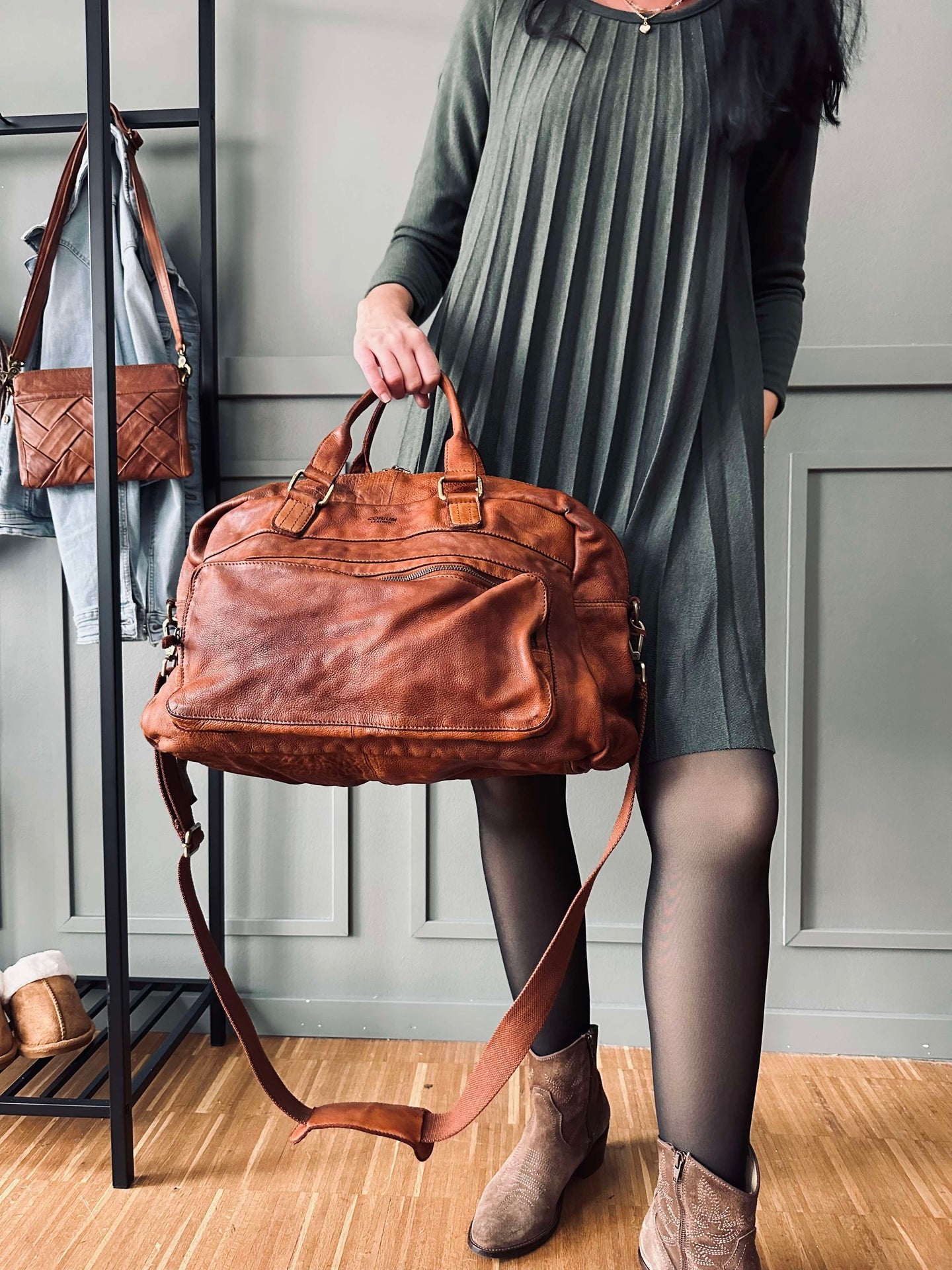 Weekendväska Raw boheme - Cognac