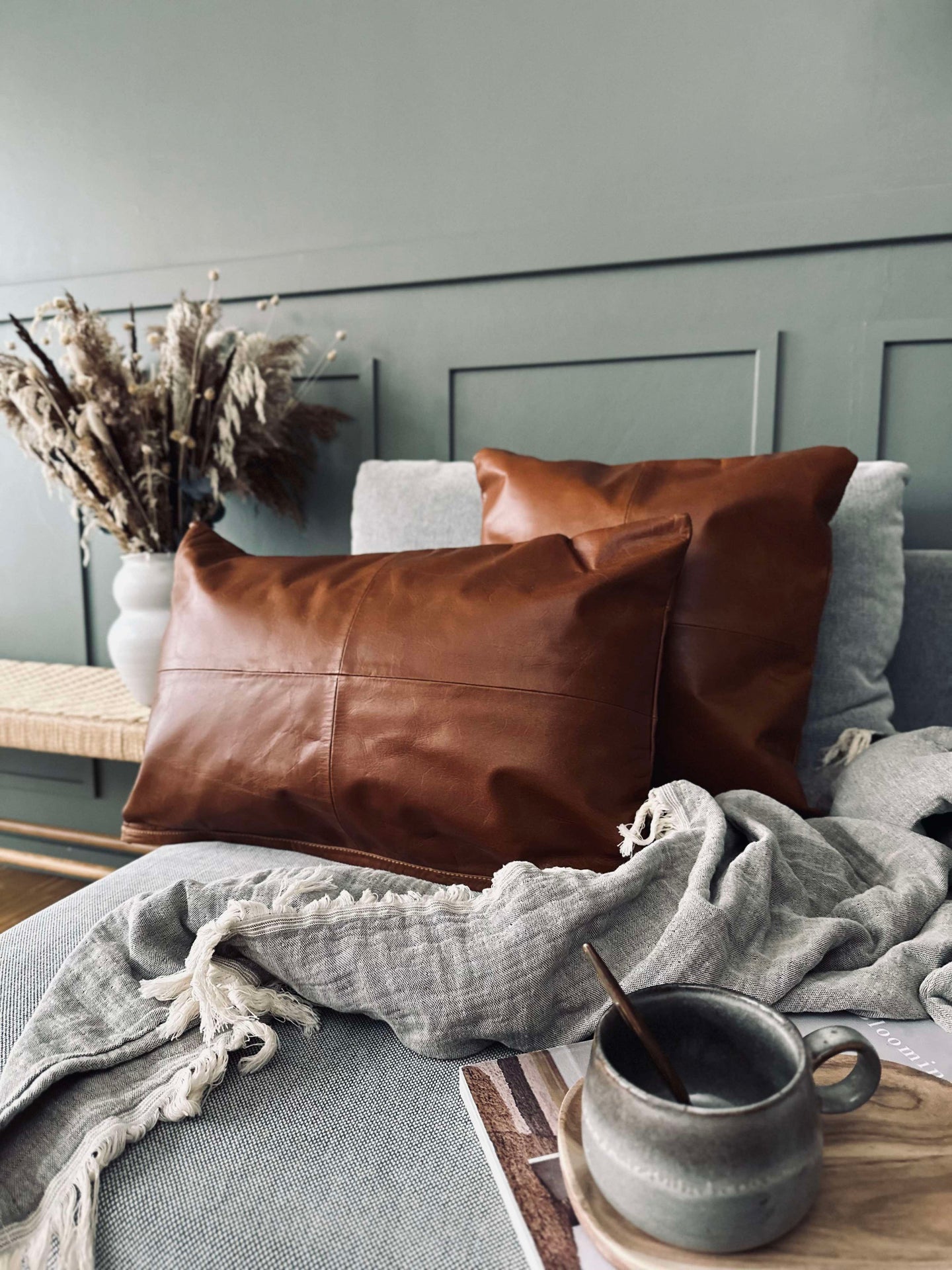 Kuddfodral Läder - Cognac 40x60