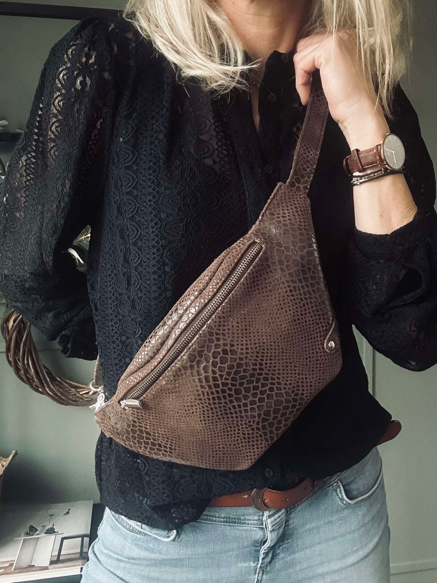 Bumbag Aura Brun Croco